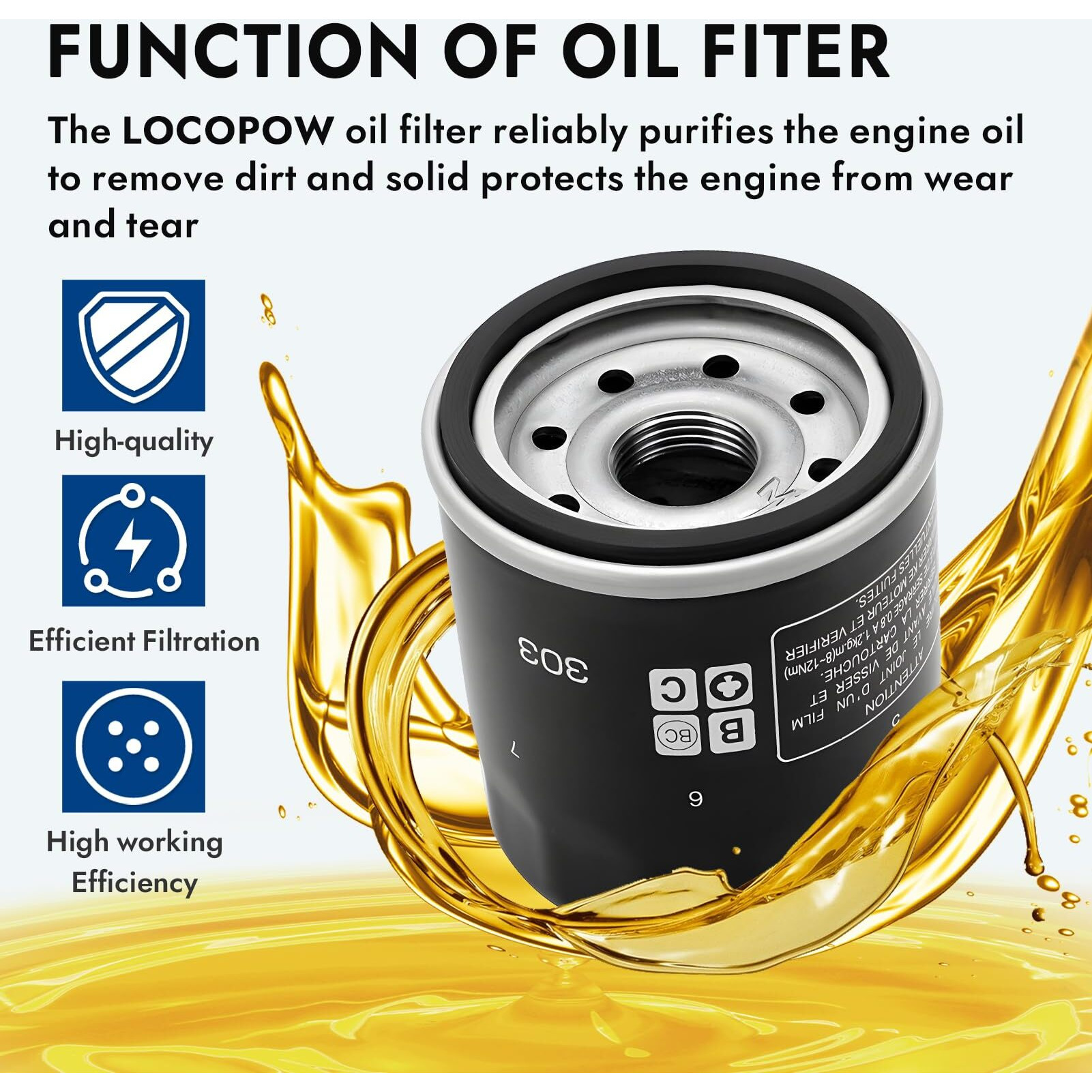 Locopow Oil Filter For Yamaha 5Gh-13440-71-00 5Gh-13440-00-00 Tohatsu 5Gh-13440-70-00 5Gh-13440-30-00 F100 F115 F15 F25 F30 F40 F50 F60 F70 F75 F80 Outboard Midnight Silverado Roadliner