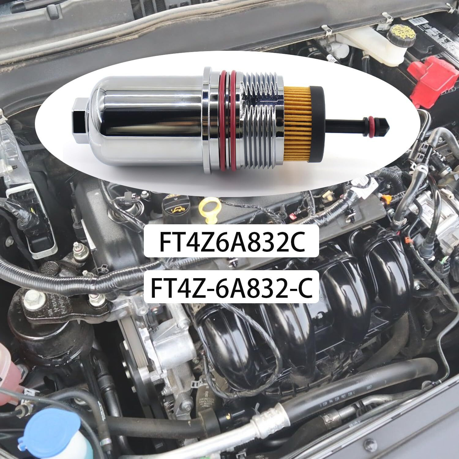 Ft4Z-6A832-C Oil Filter Cap Cover For 2017 2018 2019 2020 Ford Fusion & 2015 2016 2017 2018 2019 2020 F150 2.7L V6 Aluminium