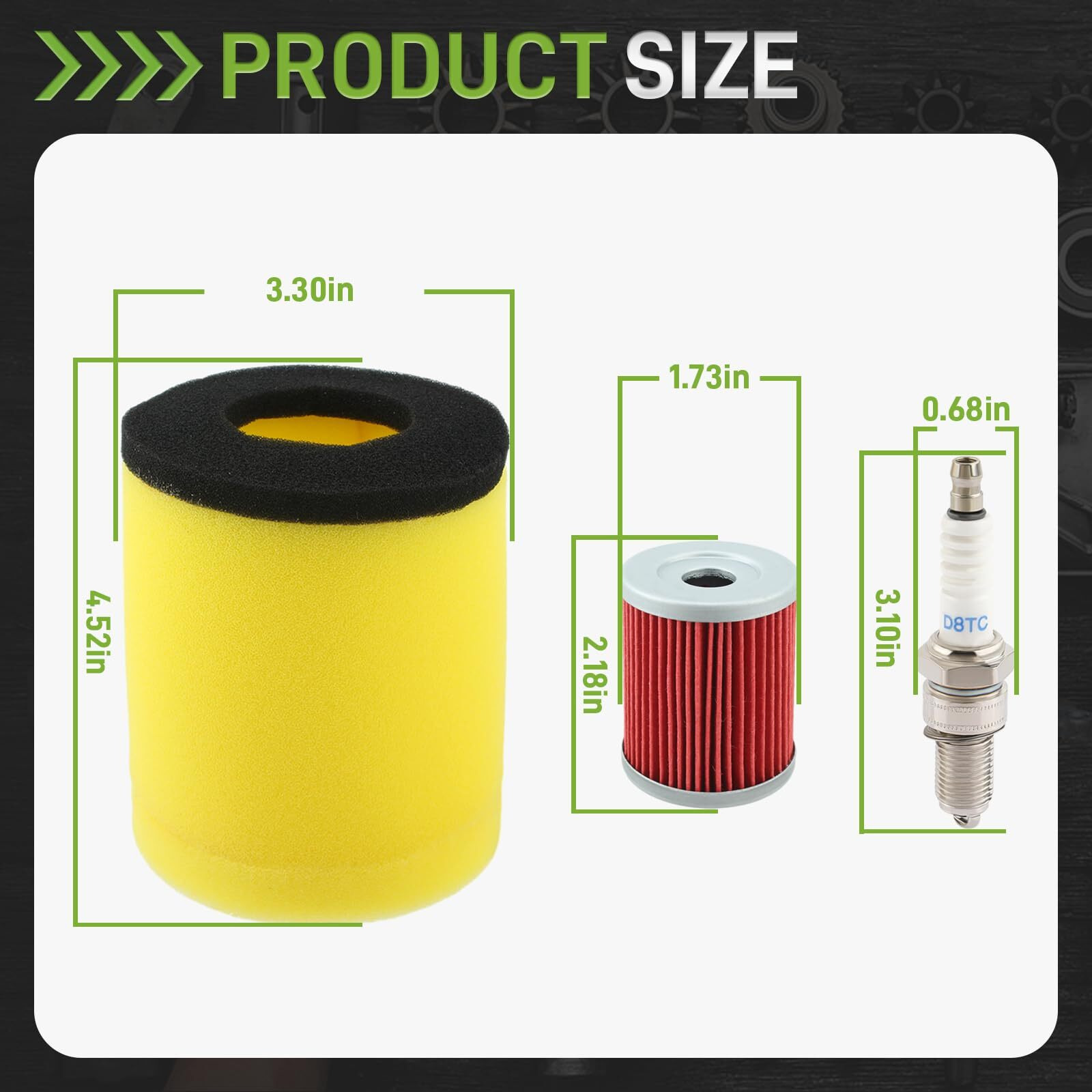 Carbbia 13780-05G10 Air Filter Oil Filter Spark Plug Compatible With Suzuki 1987-2001 Compatible With Ozark 250 2002-2006 Compatible With Quadsport Z250 2004-2009