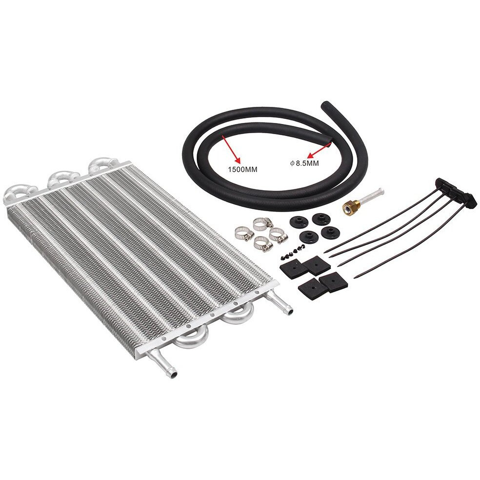 6 Row Aluminum Transmission Oil Cooler Universal 6 Pass Tube And Fin Transmission Cooler Kit