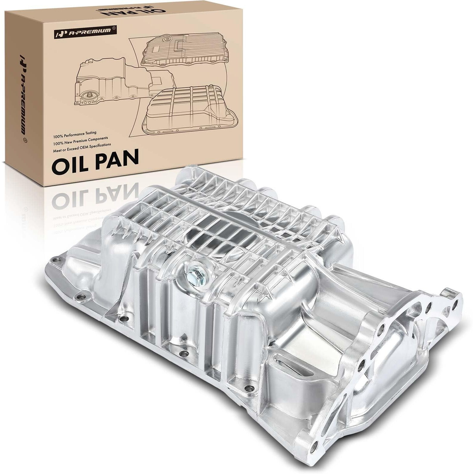 A-Premium Engine Oil Pan Sump With Drain Plug Compatible With Ford Fiesta 2008-2016, Fiesta Ikon 2011-2015, L4 1.6L