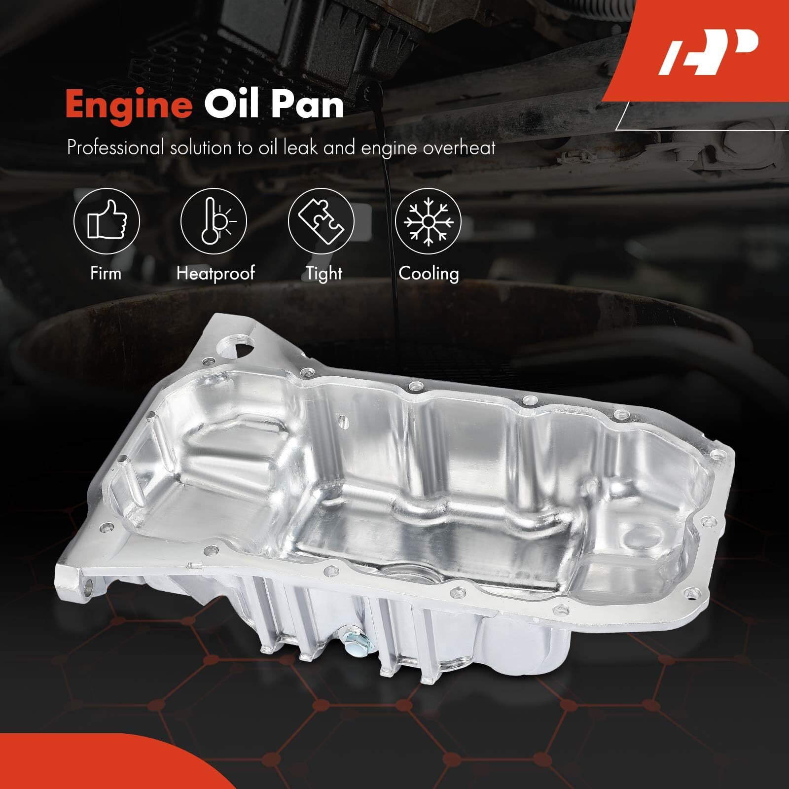 A-Premium Engine Oil Pan Sump With Drain Plug Compatible With Ford Fiesta 2008-2016, Fiesta Ikon 2011-2015, L4 1.6L