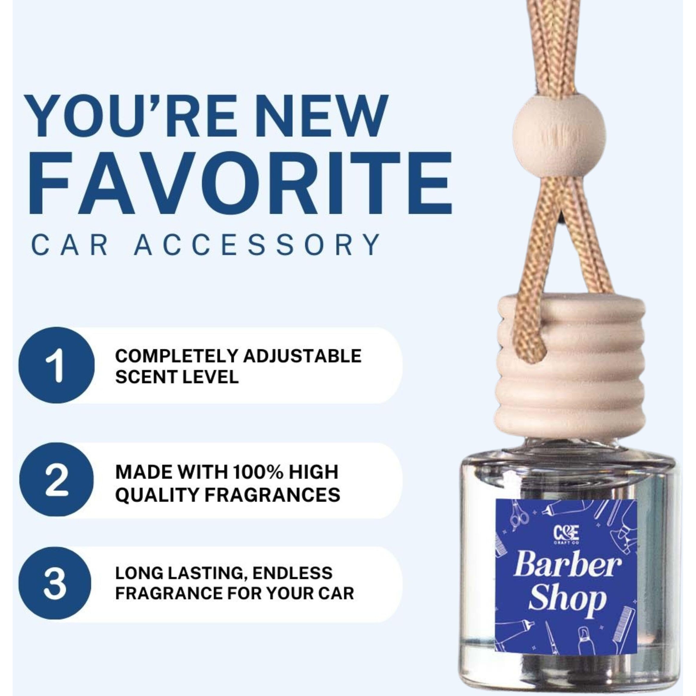 Car Air Freshener & Refill Bundle - Hanging Scent Diffuser For Car, Long-Lasting Essential Oil Car Fragrance, Reusable Glass Bottle + Refill, 2 Pack (Flannel Pine)