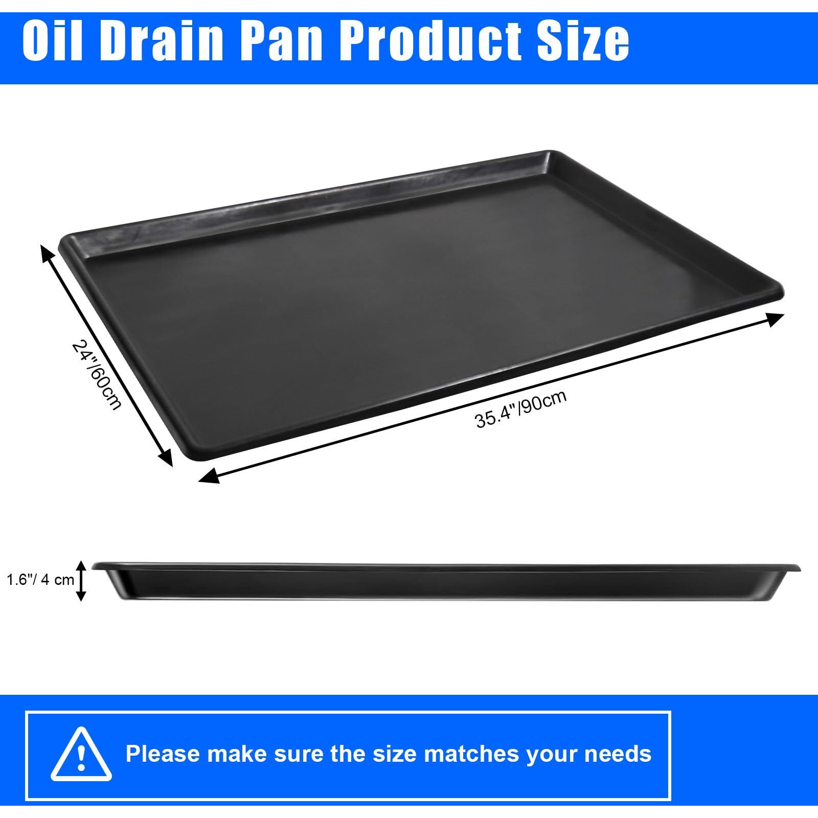 Pexulys 6 Pack Extra Large Oil Drip Pan, 35.4 X 24 X 1.6 In Oil Change Drain Pan, Plastic Oil Drip Tray For Under Car, Oil Catch Pan Tray For Garage, Fridges, Washing Machines, Cat Litter Box Bottom
