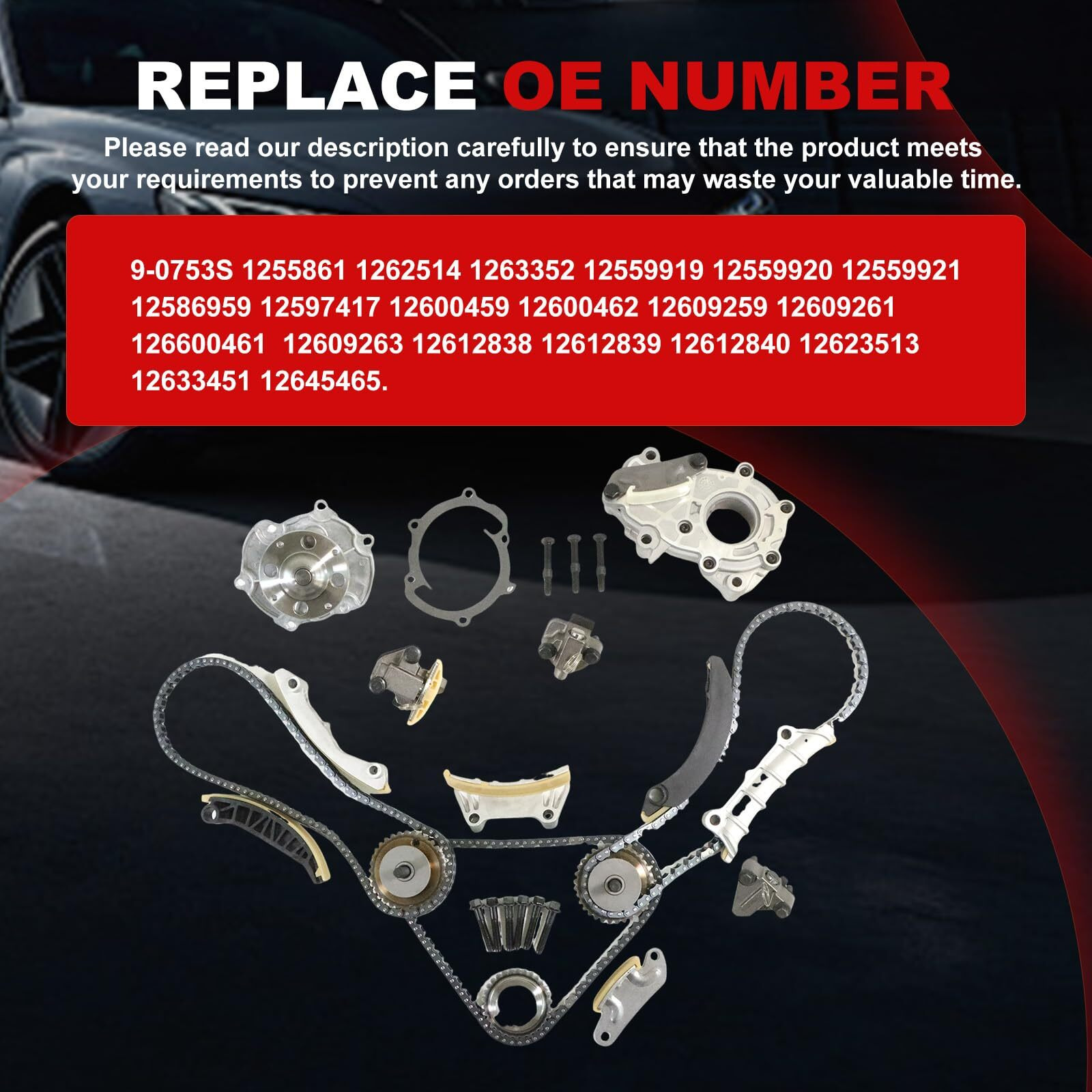 Autodevil Timing Chain Kit Water Oil Pump 3.0L 3.6L Fit For Lacrosse Enclave 2007-2016, For Ats Cts Srx Sts Xts 07-15, For Camaro Equinox Impala Malibu Traverse 08-15, For Terrain Gmc/Pontiac/Suzuki