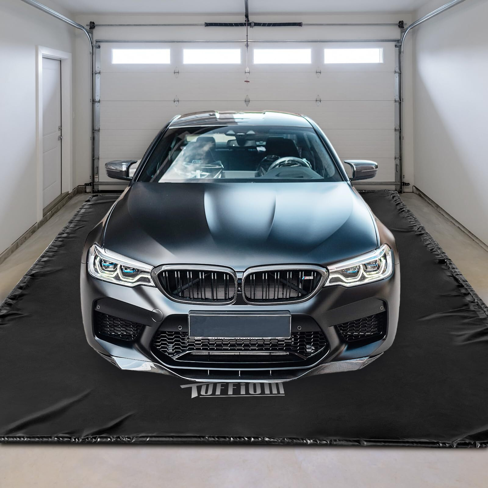 Tuffiom Containment Mat W/Squeegee, 7'9"" X 16' Garage Floor Mats For Under Car, Heavy Duty Waterproof Car Parking Mats For Snow Ice Rain Mud Oil