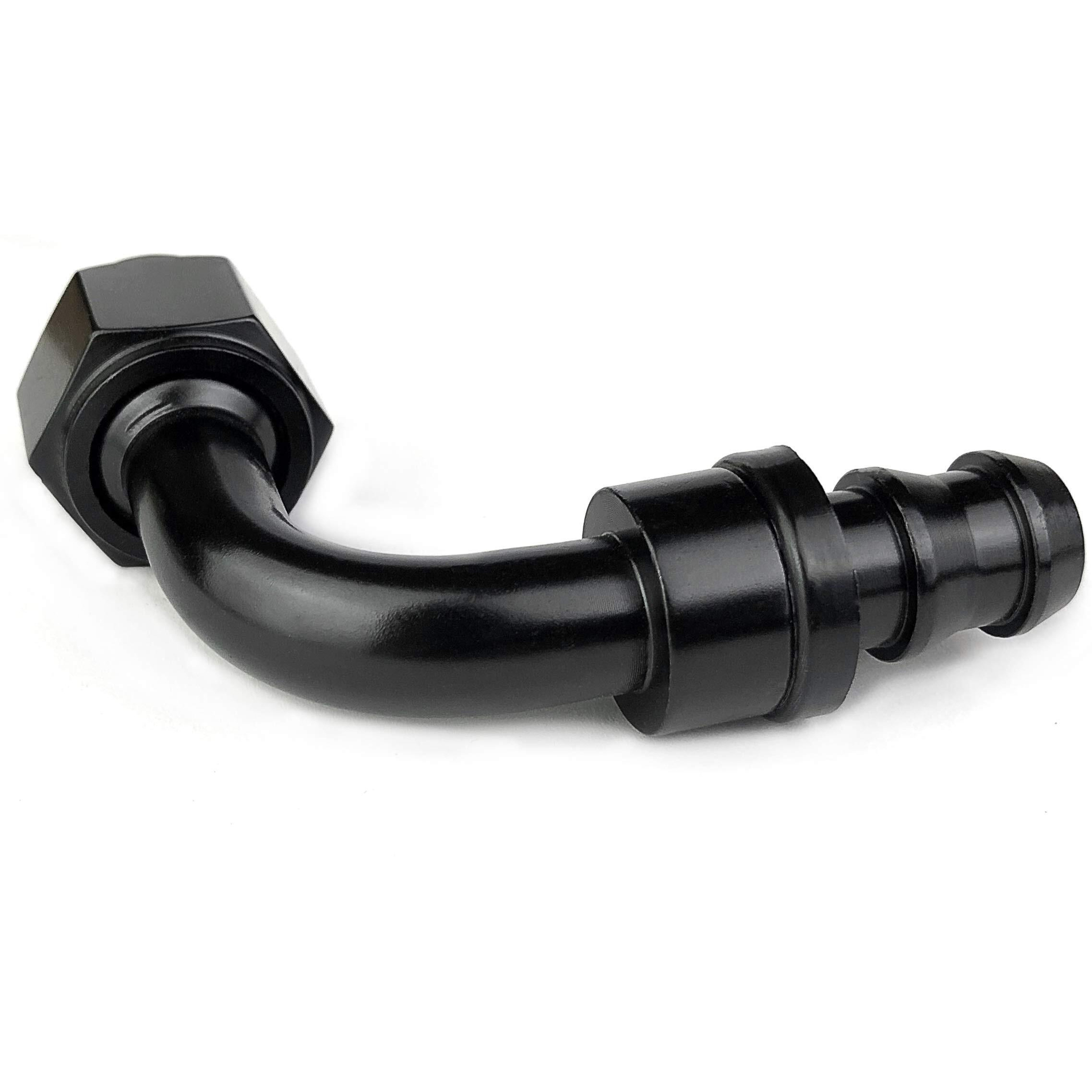 12An 90 Degree Aluminum An-12 Female Swivel Push-On/Lock Hose Barb Fuel Oil Line Fitting End Black
