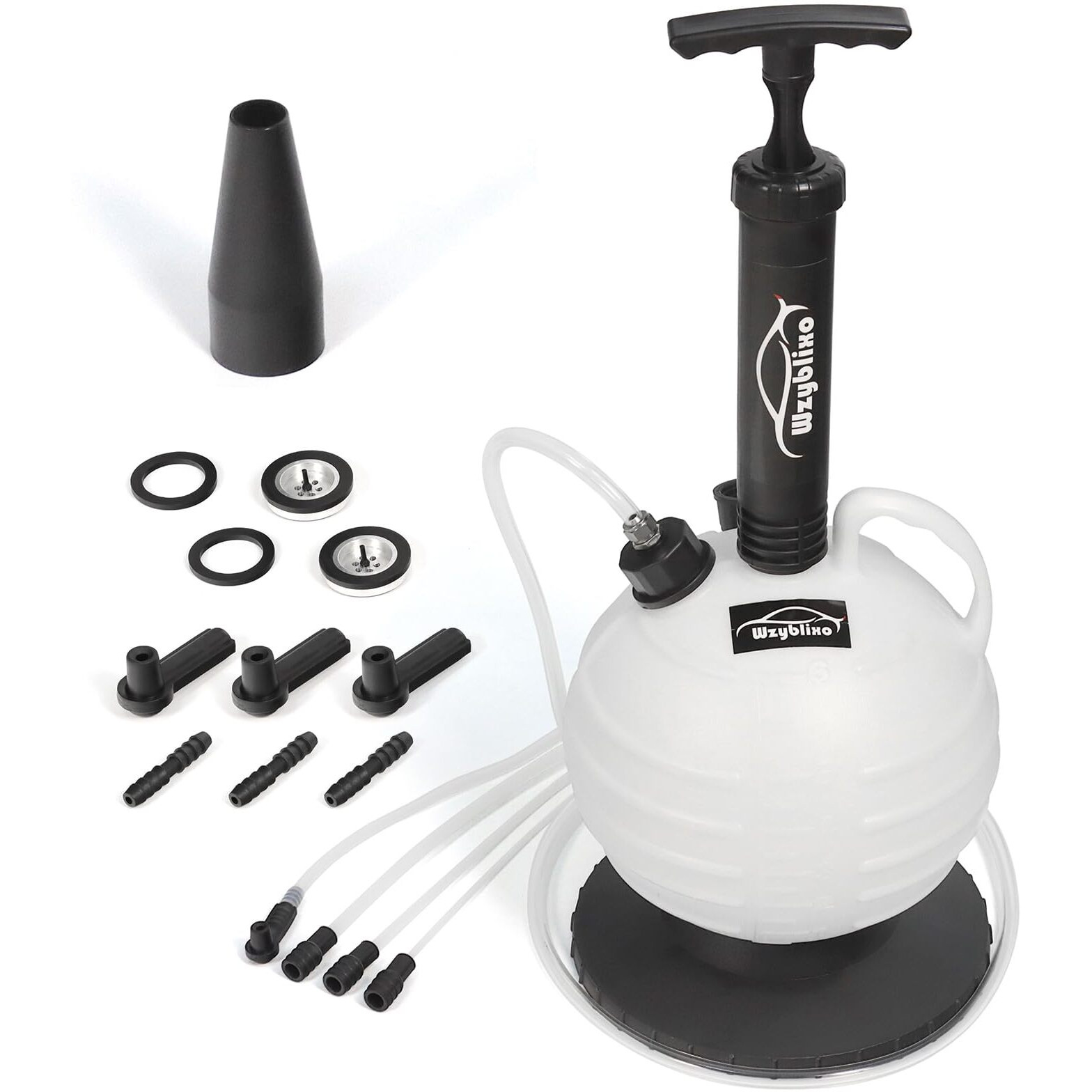 6L Vacuum Oil Extractor Pump Fluid Extractor Oil Change Pump For Automotive And Boat With 59"" Main Hose,Three 41"" Extension Tubes For Automotive Oil Change,A Brake Bleeding Hose For Brake Fluid Change