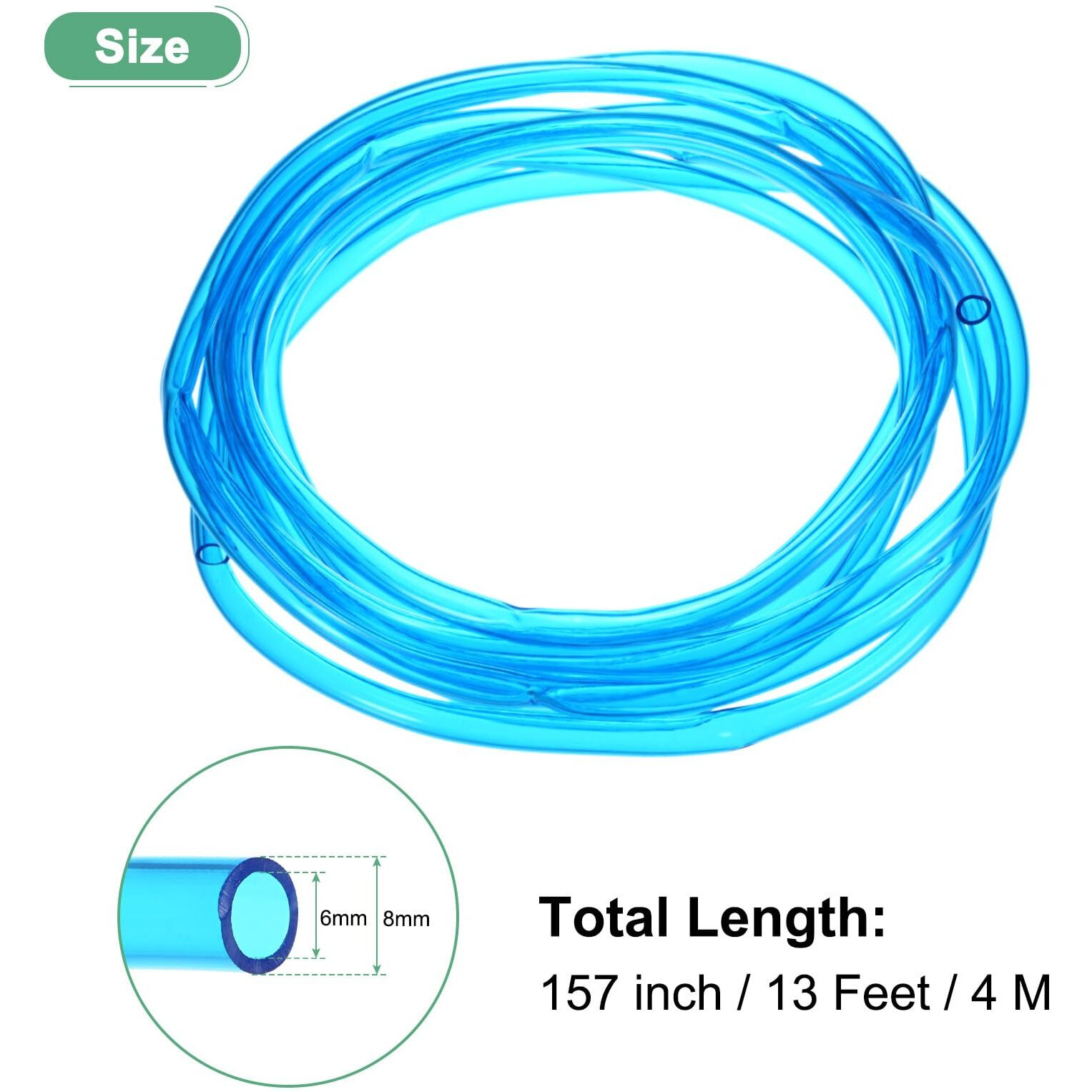 M Meterxity Tubing Carburetor Fuel Vent Line, 6Mm(0.24"") Id 8Mm(0.31"") Od 4M(13') Long Polyurethane Gas Oil Tube For Atv/Go Kart/Dirt Bike, Universal Petrol Pipe Replacement [Blue]