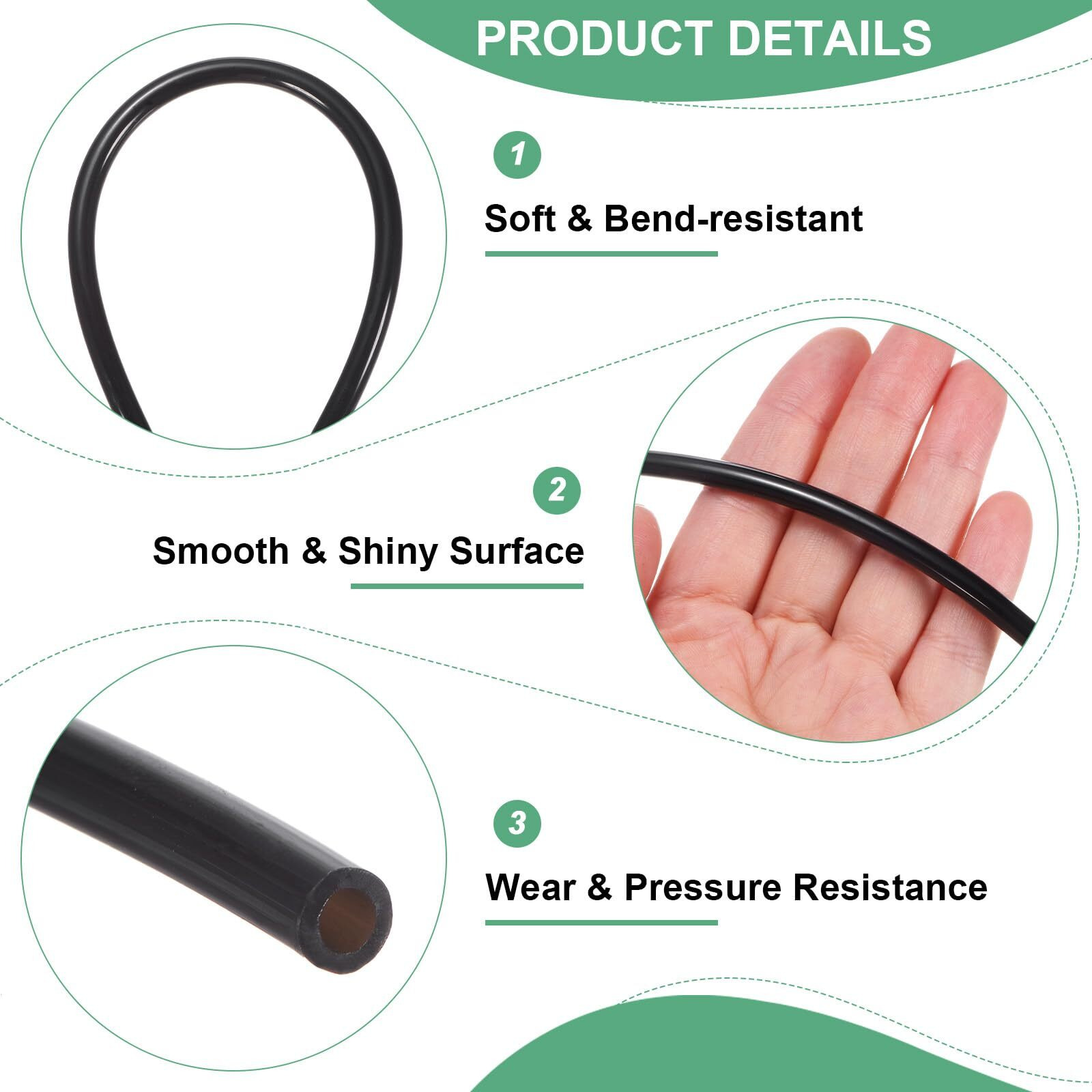 M Meterxity Tubing Carburetor Fuel Vent Line, 3.0Mm(0.12"") Id 5Mm(0.2"") Od 3.0M(10') Long Polyurethane Gas Oil Tube For Atv/Go Kart/Dirt Bike, Universal Petrol Pipe Replacement [Black]