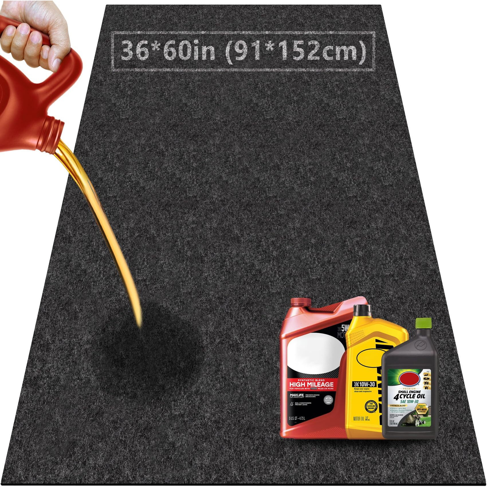 Oil Spill Mat For Garage Floor Under Car - 36X60 Inches, Absorbent Mechanic Floor Mat For Motorcycle, Refrigerator, Golf Cart, Basement