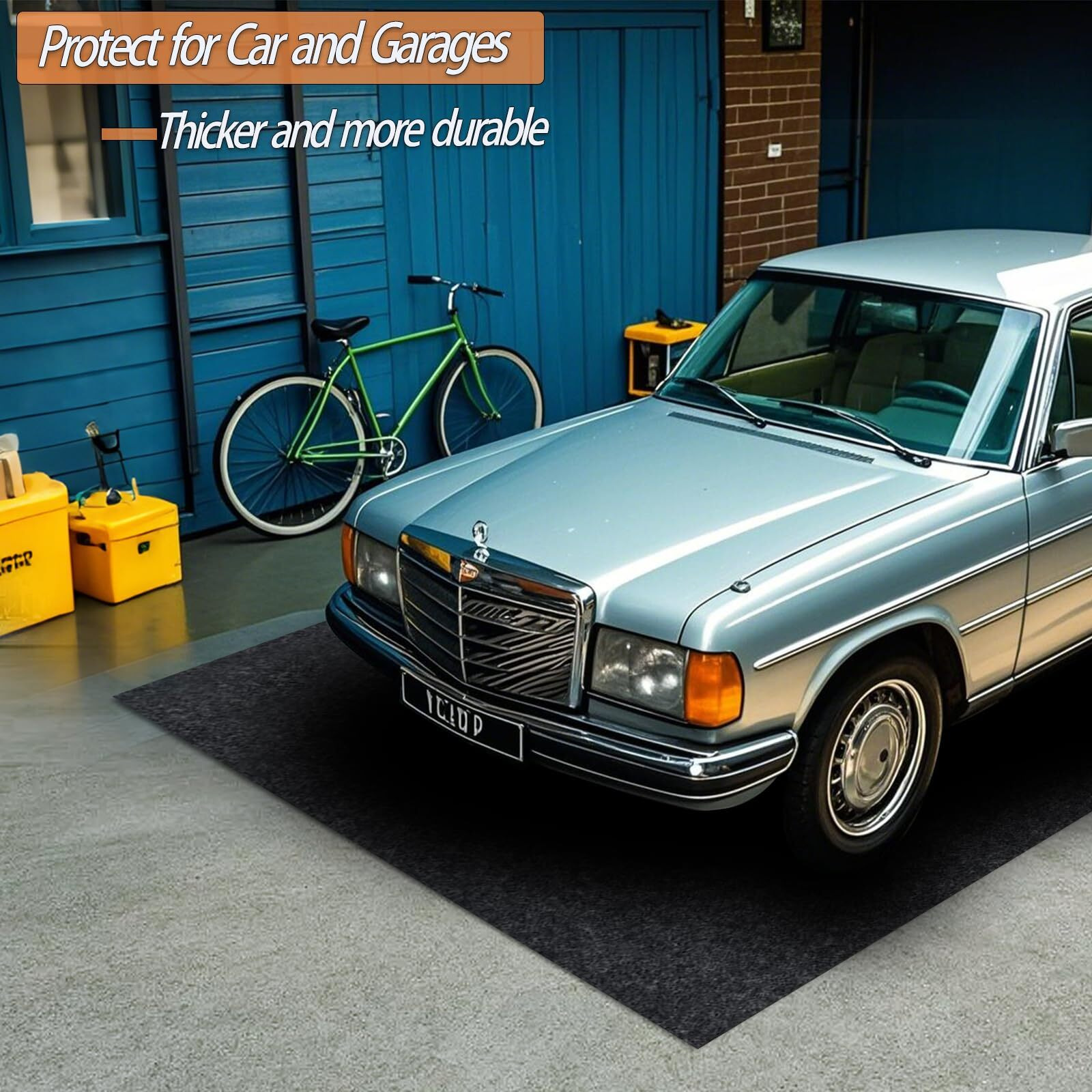 17 X 7.4 Ft Garage Floor Mat For Under Cart, Oil Spill Mat With Weather Backing, Garage Flooring And Floor Protection For Garage, Garage & Shop Floor & Parking Mats, Reusable, Washable, Protects Floor