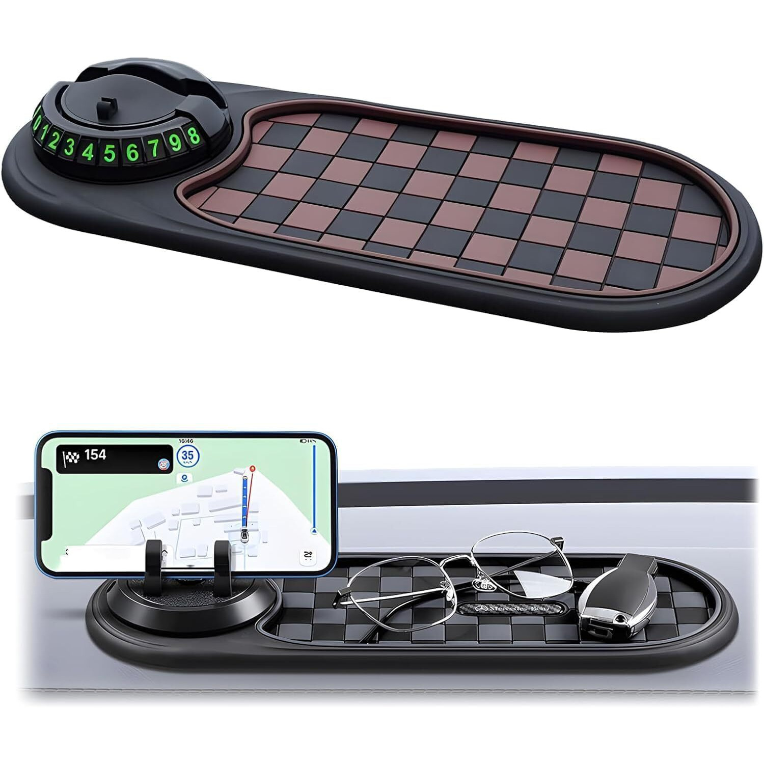 Multifunction Car Anti-Slip Mat Dashboard Tray Decorations Sticky Pad,Multifunction Car Anti-Slip Mat Auto Universal Phone Holder For Phones Sunglasses Keys Gadgets (C.)