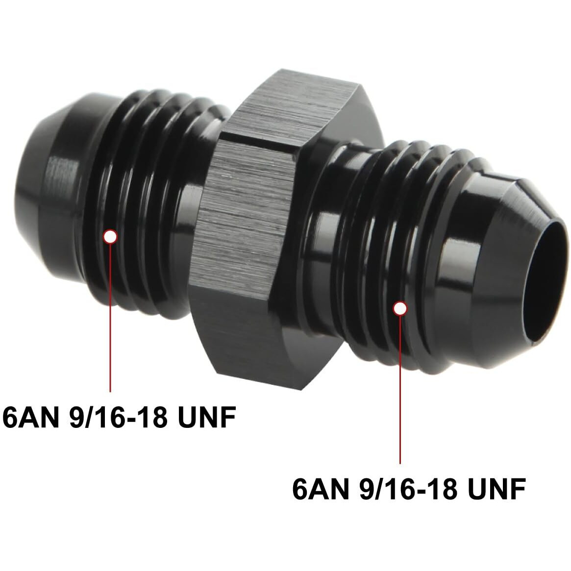 Podavelle 6An Male To 6An Male Flare Union Coupler Adapter Fitting Fuel Oil Connector Straight Aluminum Black, Pack Of 2