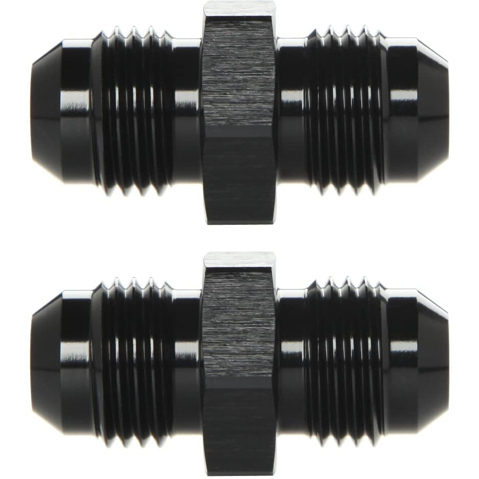 Podavelle 6An Male To 6An Male Flare Union Coupler Adapter Fitting Fuel Oil Connector Straight Aluminum Black, Pack Of 2