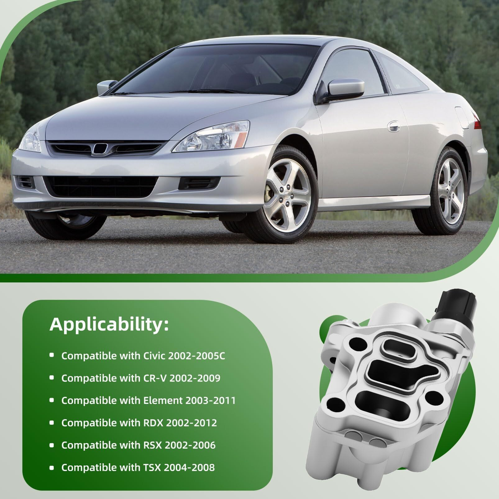 Yunnergo 15810-Raa-A03 Vtec Solenoid Spool Valve With Timing Oil Pressure Switch And Gasket Compatible With Accord Civic Cr-V Element Rsx 2002-2011 2.0L 2.3L 2.4L 3.0L 15810-Pne-G01 15810-Ppa-A01 1581