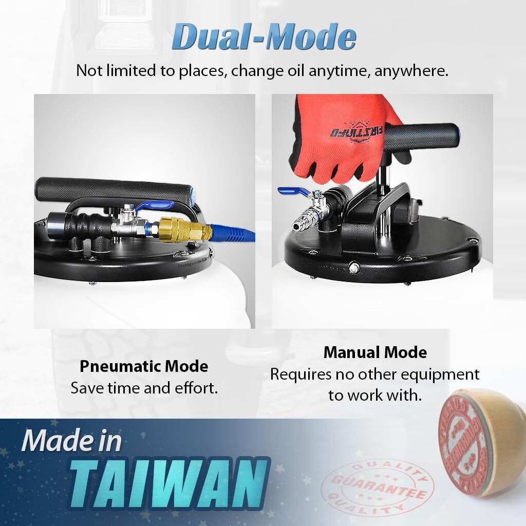Firstinfo A1107Usy3 Patented 10.5L / 2.7 Gallon Pneumatic/Manual Oil Vacuum Extractor | Oil Change Pump | 47 Inch Tube | Taiwan