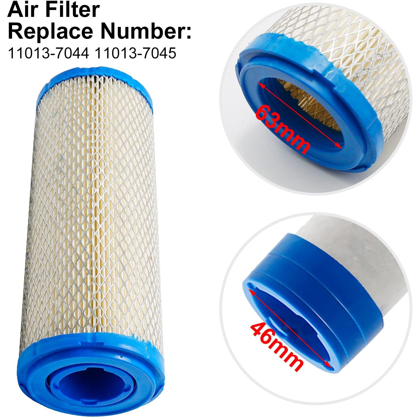 Laffoonparts 11013-7044 Air Filter Replacement For Kawasaki Fx651V Fx691V Fx730V Fx751V Fx801V Fx850V Fx1000V 4 Cycle Engine Replace11013-7045 With 49065-7007 Oil Filter