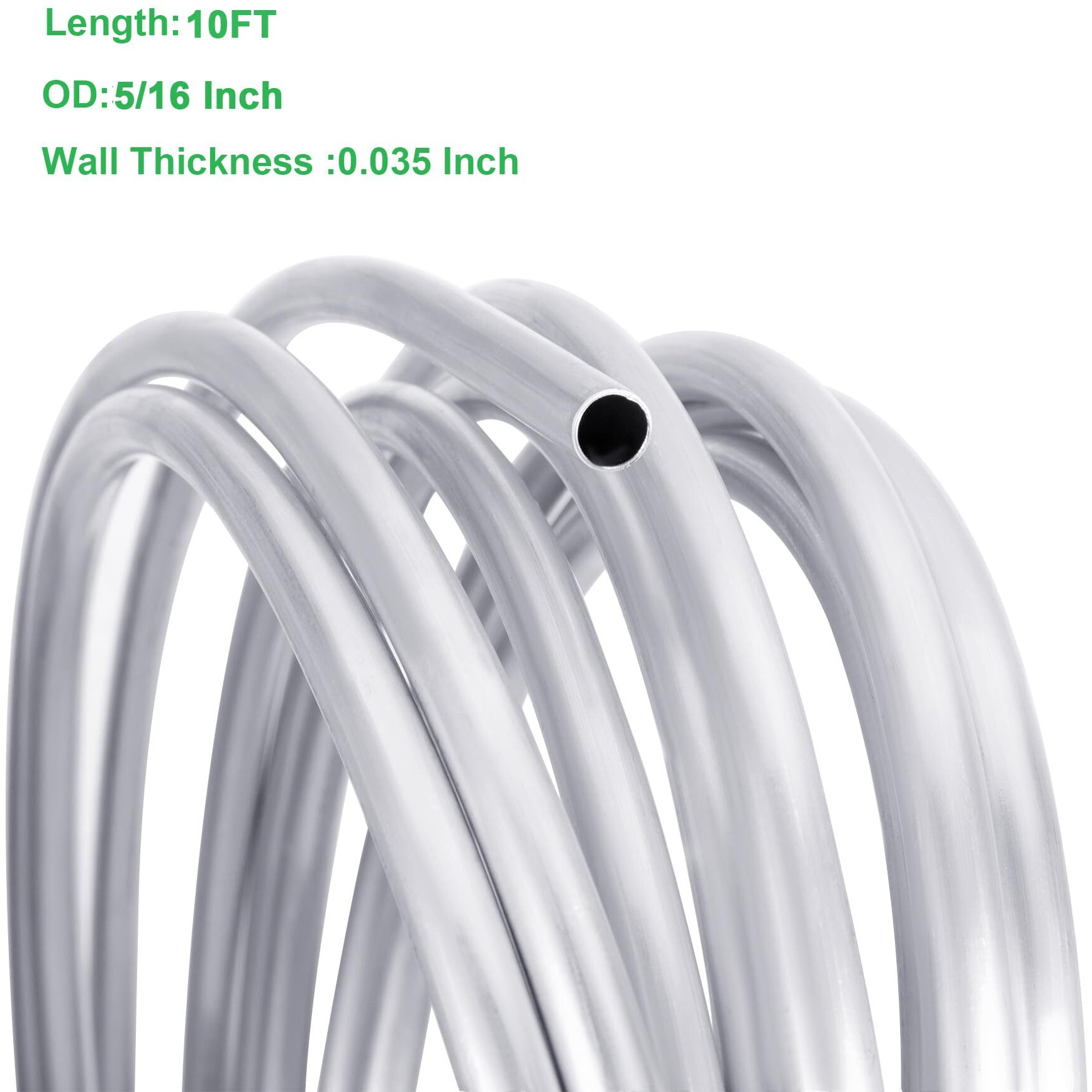 5/16 Metal Fuel Line,5/16"" Od Aluminium Coiled Tubing Hard Tube For Refrigeration Tubing, Automotive Oil Pipe,Brake Line, Metal Gas Line, 10Ft