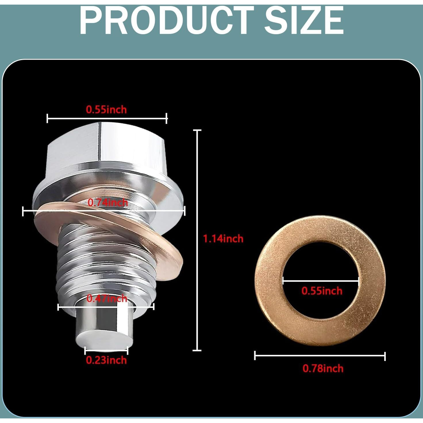 Mly 1 Pc Oil Drain Plug M14X1.5, Stainless Steel Oil Drain Plug With 5 Pcs Copper Crush Washer, Heavy Duty Oil Plug Anti Leakage Replacement, Compatible With Kia Ford Gm Hyundai (Silver M14X1.5)