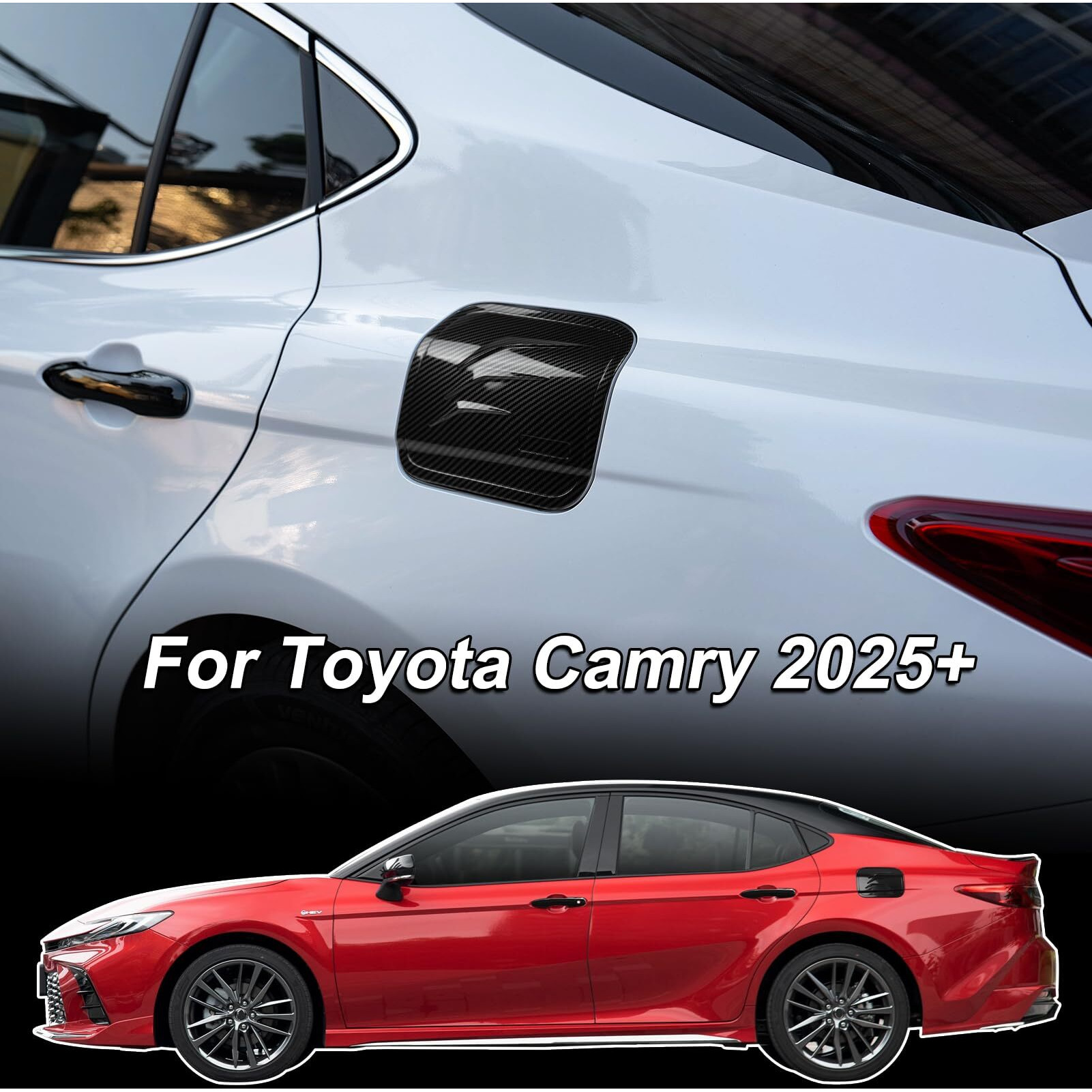 Cke 2025 Compatible With Toyota Camry 2025 Accessories Le Se Xle Xse Car Fuel Tank Cover Trim Oil Gas Cap Exterior Decoration Sticker -Carbon Fiber Style