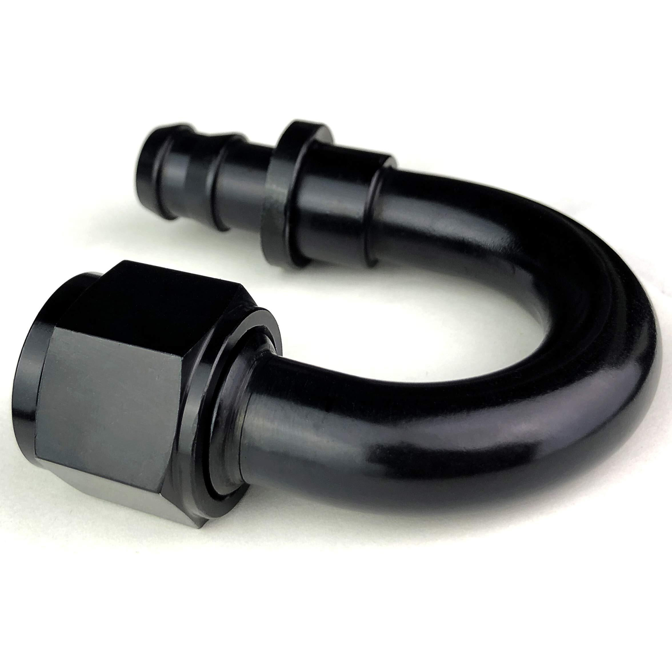 12An 180 Degree An-12 Female Swivel Push-On/Lock Hose Barb Fuel Oil Line Fitting End Aluminum Black