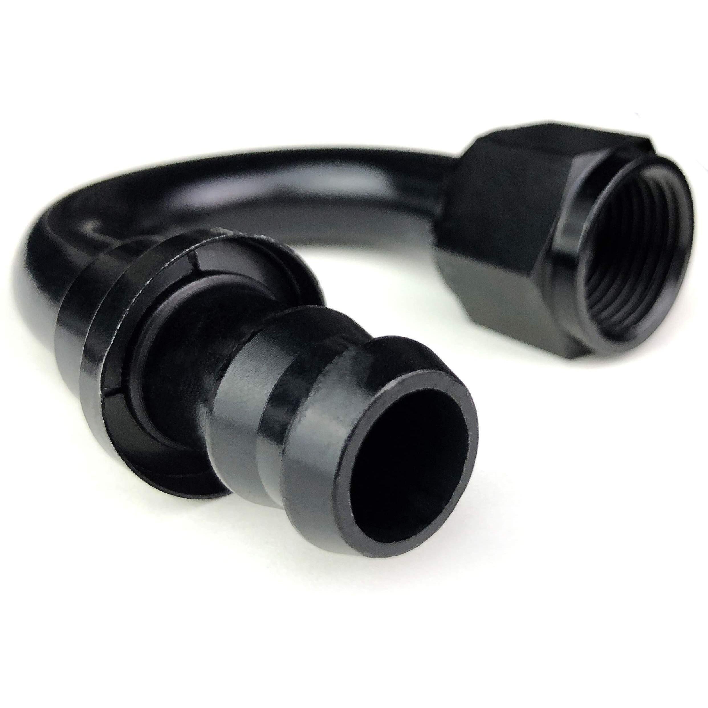 12An 180 Degree An-12 Female Swivel Push-On/Lock Hose Barb Fuel Oil Line Fitting End Aluminum Black