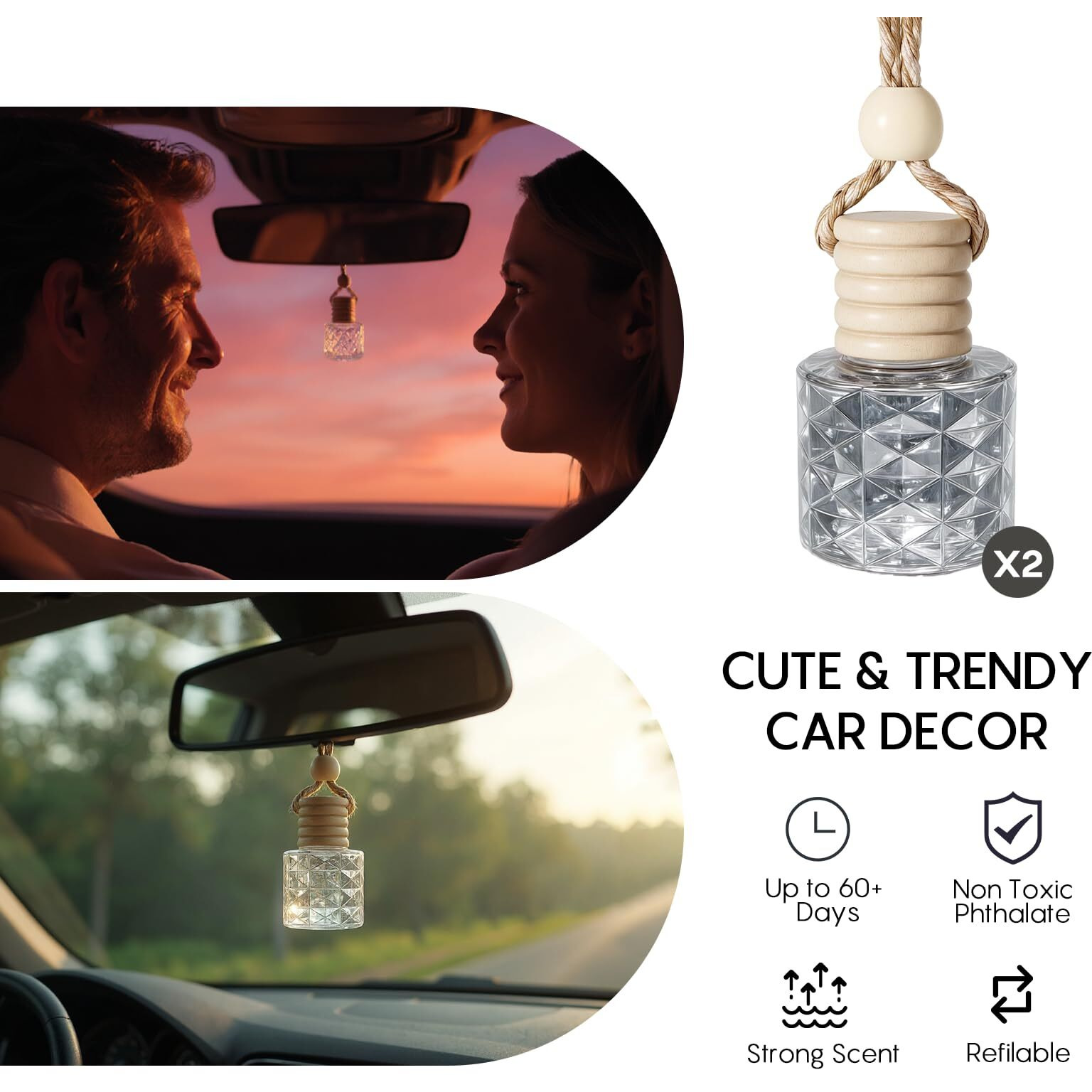 Veloz Hanging Car Air Freshener-Santal Voyage Scent Long Lasting Essential Oil Car Diffuser