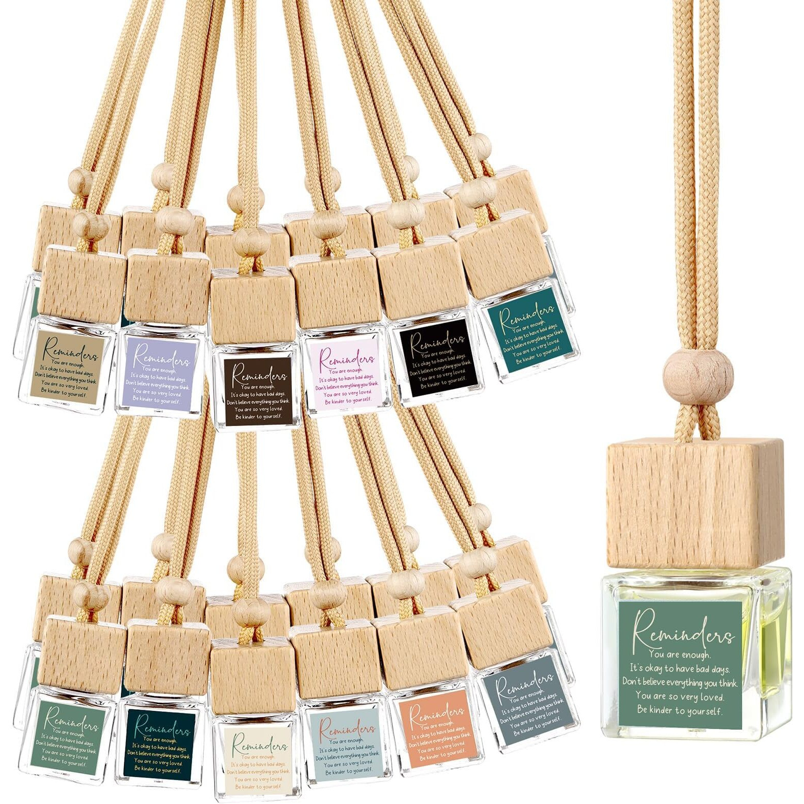 Funnymoom 48 Pcs Appreciation Gifts Bulk Car Air Freshener Diffuser Empty Glass Essential Oil Diffuser For Thank You Inspirational Motivational Employee Coworkers Staff Teachers