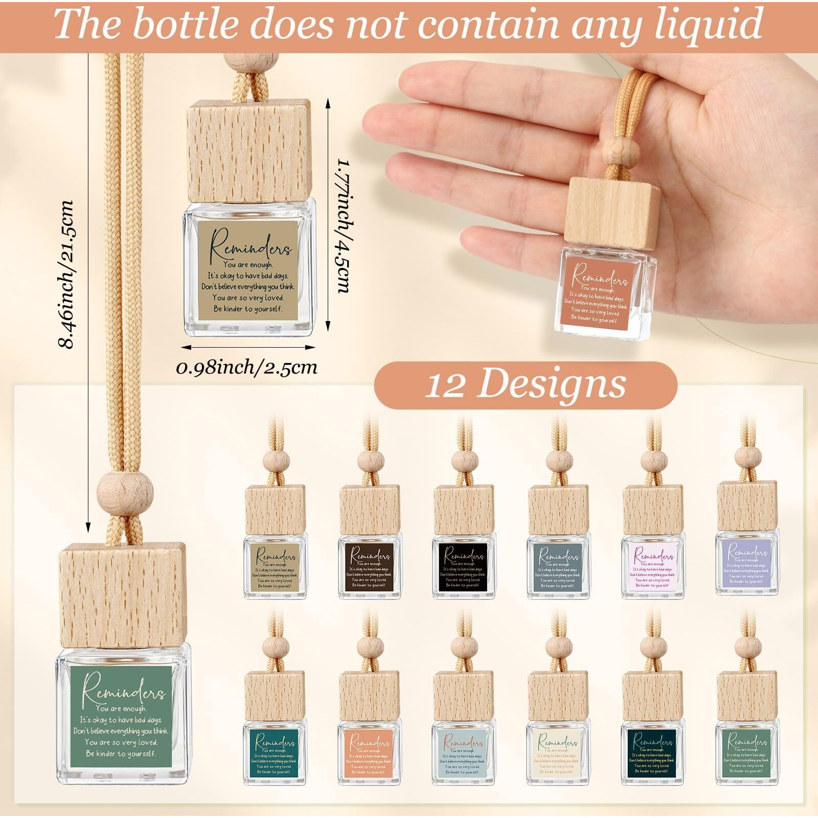 Funnymoom 48 Pcs Appreciation Gifts Bulk Car Air Freshener Diffuser Empty Glass Essential Oil Diffuser For Thank You Inspirational Motivational Employee Coworkers Staff Teachers