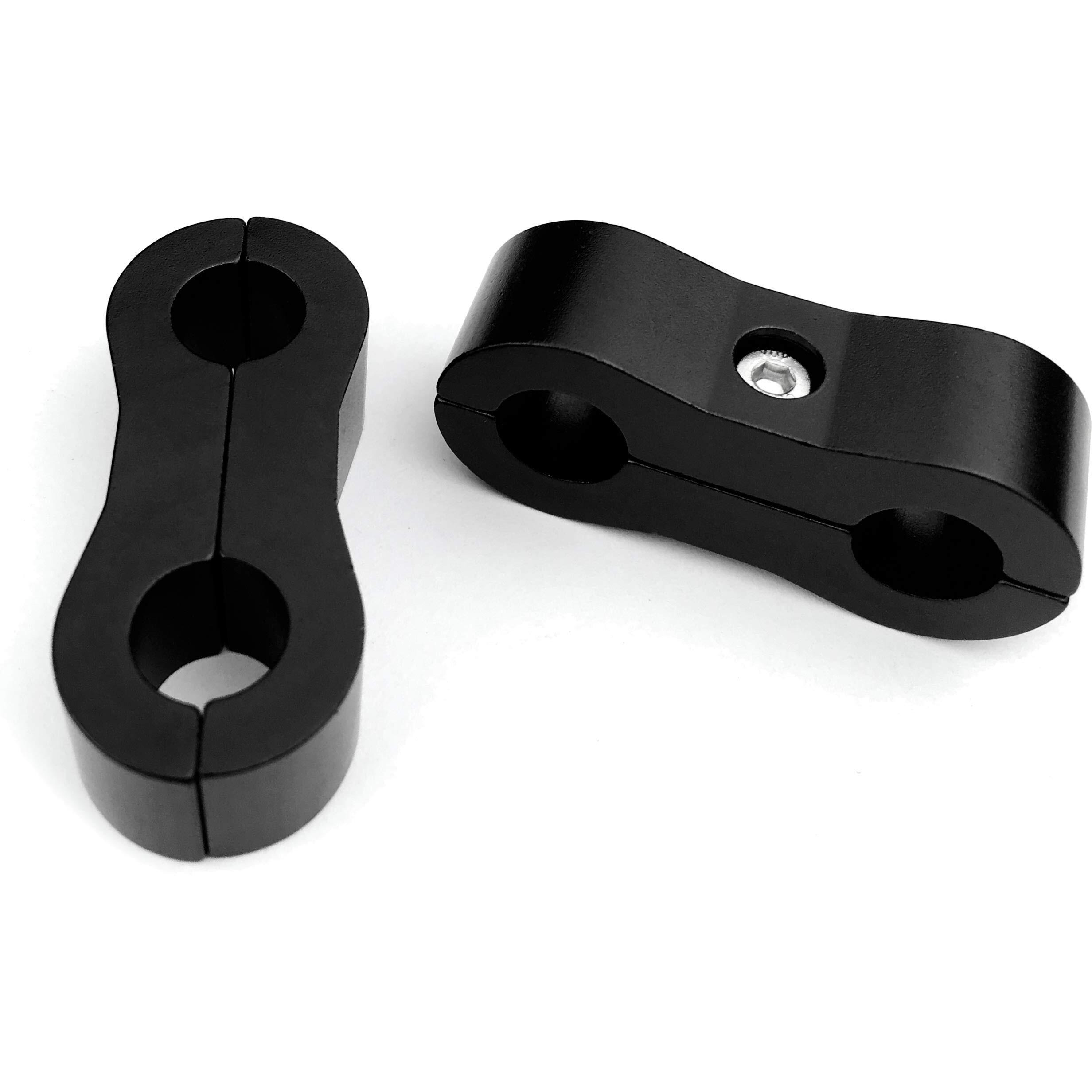 3An Nylon/Steel Braided Billet Aluminum Hose Turbo Separator 3/8 Inch Id Clamp Pliers Tools 9.5Mm Id Black Dual Oil Fuel Water Line Adapter Fitting, Pack Of 2