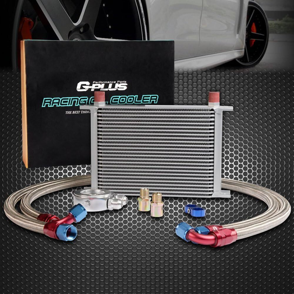 G-Plus Universal 25 Row Silver Engine Transmission Oil Cooler Kit Compatible With Bmw 3 Series 335I E90 E92 N54 Aluminum