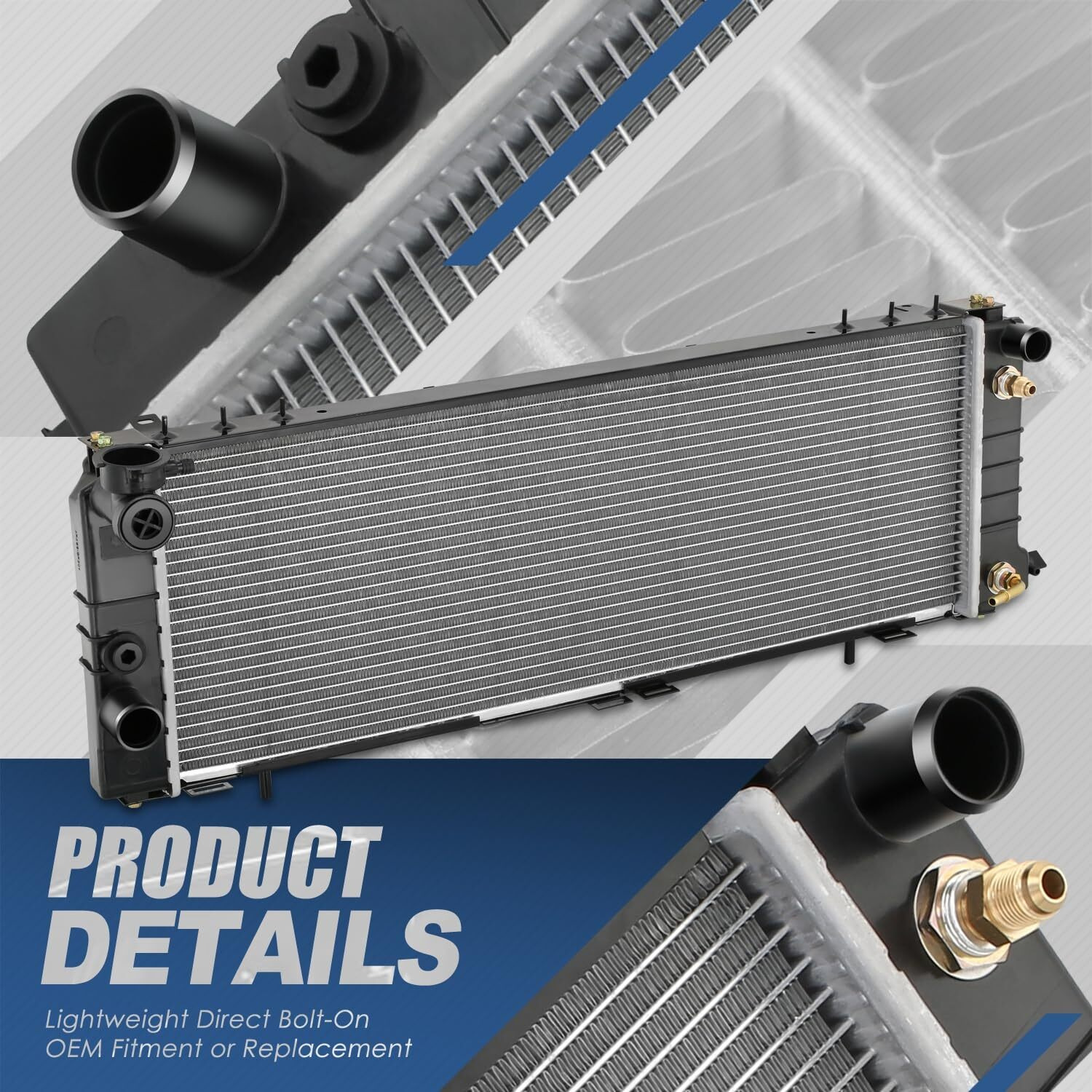 Auto Dynasty Radiator Compatible With 1991-2001 Jeep Cherokee 4.0L, Aluminum Radiator, 1-Row Radiator W/Transmission Oil Cooler, Natural Black/Metallic, Dpi 2340