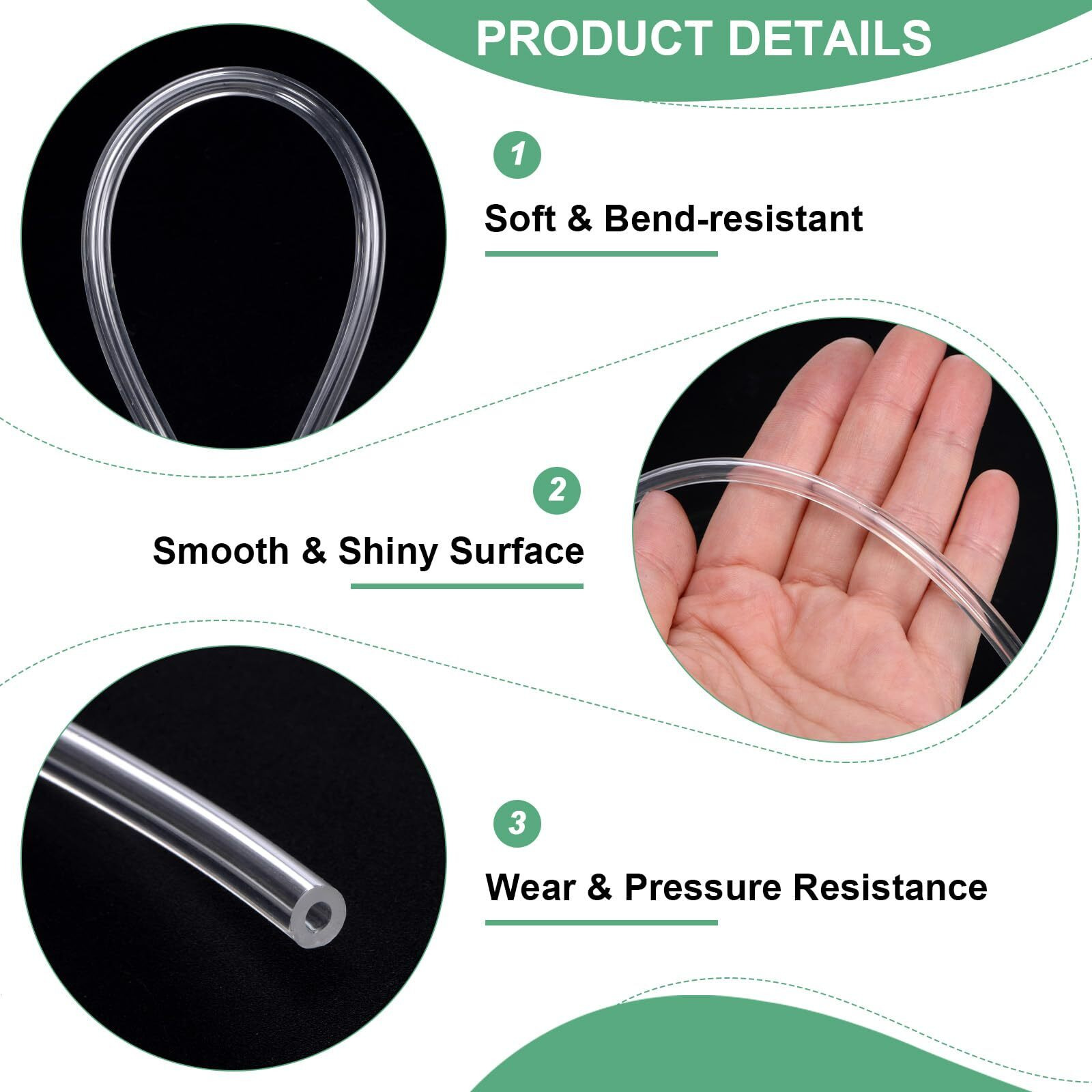 M Meterxity Tubing Carburetor Fuel Vent Line, 2.5Mm(0.1"") Id 5Mm(0.2"") Od 1.5M(5') Long Polyurethane Gas Oil Tube For Atv/Go Kart/Dirt Bike, Universal Petrol Pipe Replacement [Clear]