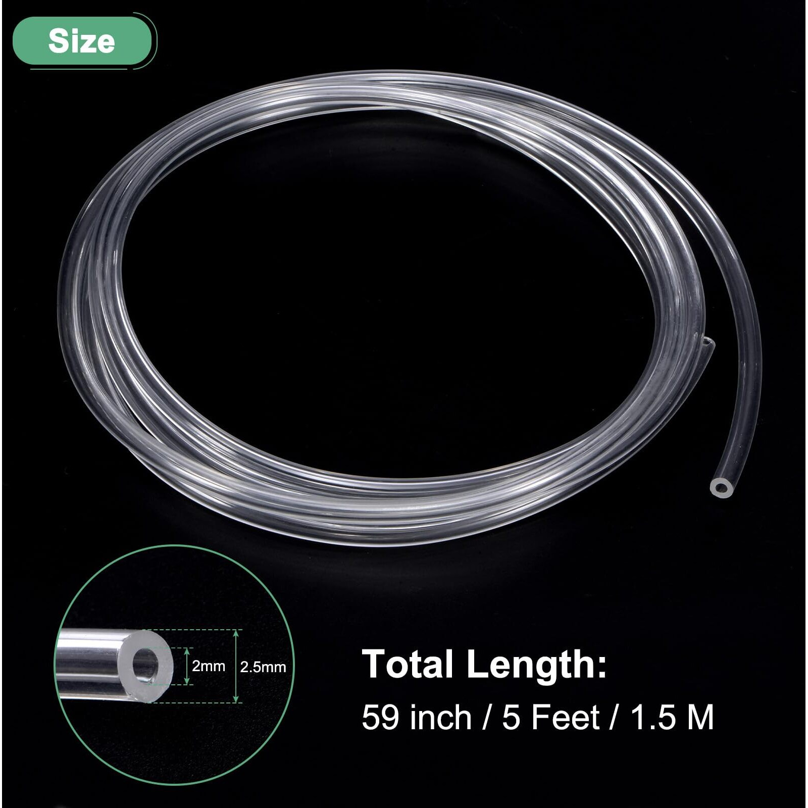 M Meterxity Tubing Carburetor Fuel Vent Line, 2.5Mm(0.1"") Id 5Mm(0.2"") Od 1.5M(5') Long Polyurethane Gas Oil Tube For Atv/Go Kart/Dirt Bike, Universal Petrol Pipe Replacement [Clear]