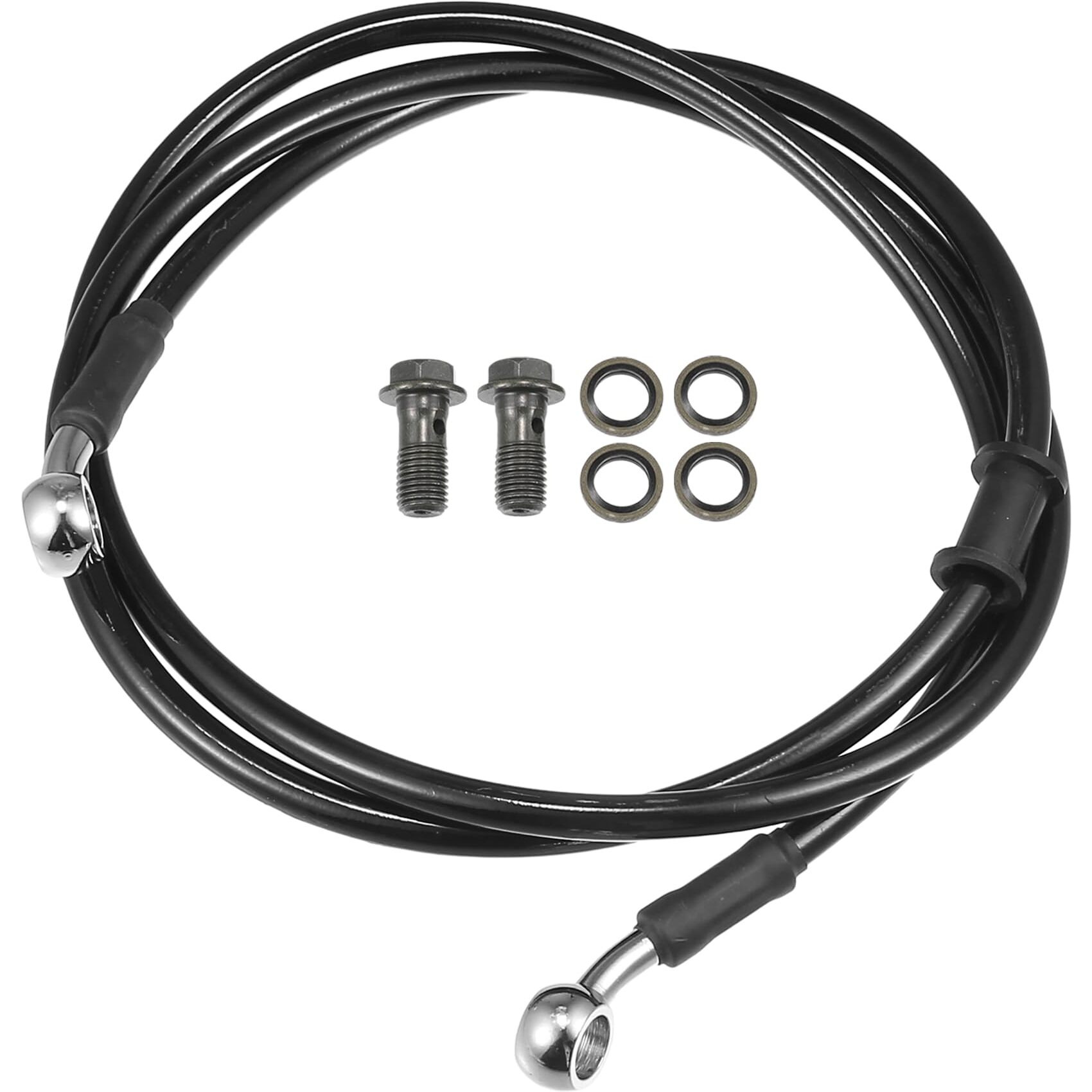 Motoforti Universal Brake Hose Motorcycle Atv Dirt Bike Motocross Braided Hydraulic Brake Line Oil Hose Pipeline, 140Cm, Metal, Black Silver Tone, 1 Set