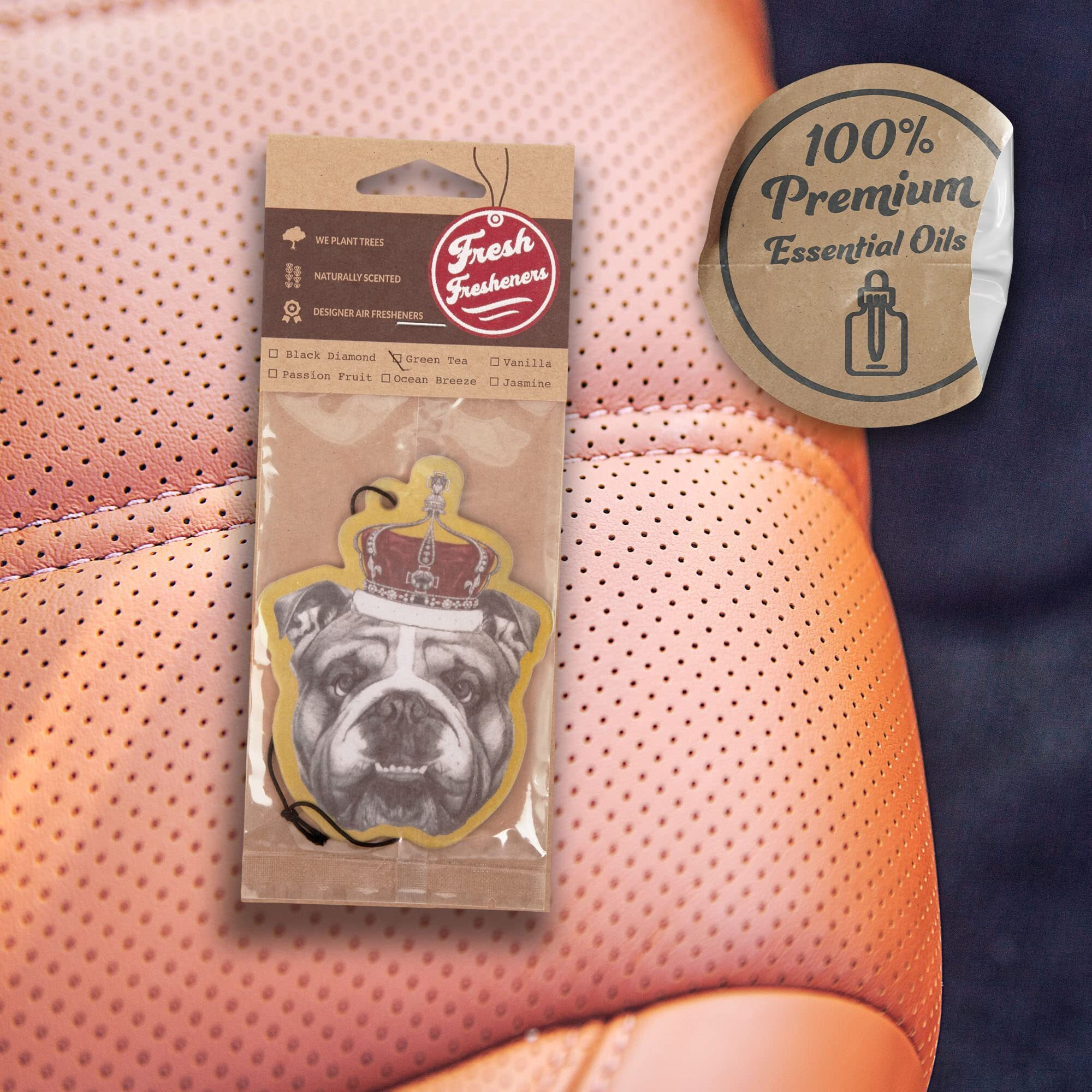 Dog Car Air Freshener 3 Pack English Bulldog Scented With Essential Oils By Fresh Fresheners