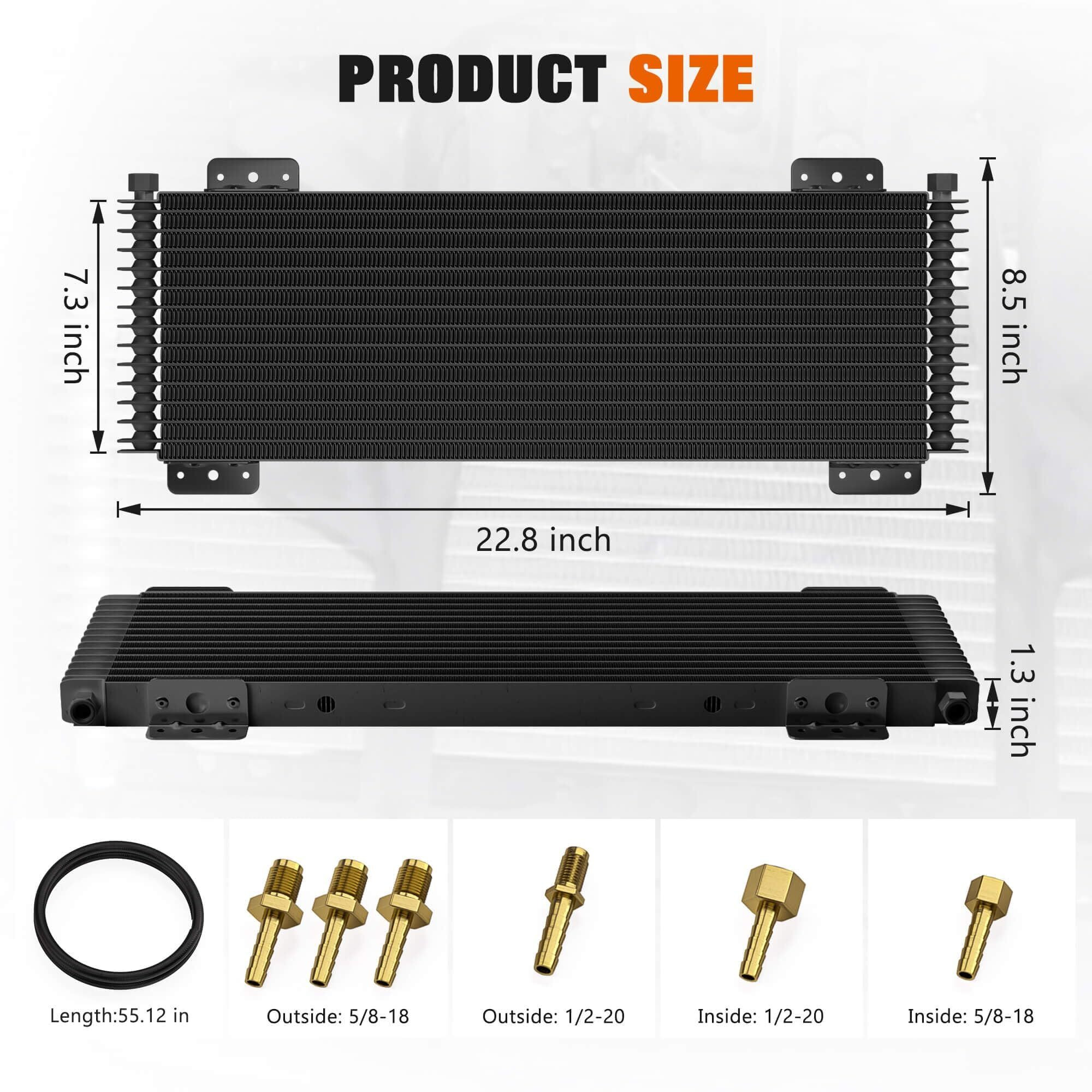 Sintly Lpd47391 Low Pressure Drop 40K Transmission Oil Cooler Compatible With Tru Cool Heavy Duty 40,000 Gvw Max Trans Cooler With Mounting Hardware (Black)