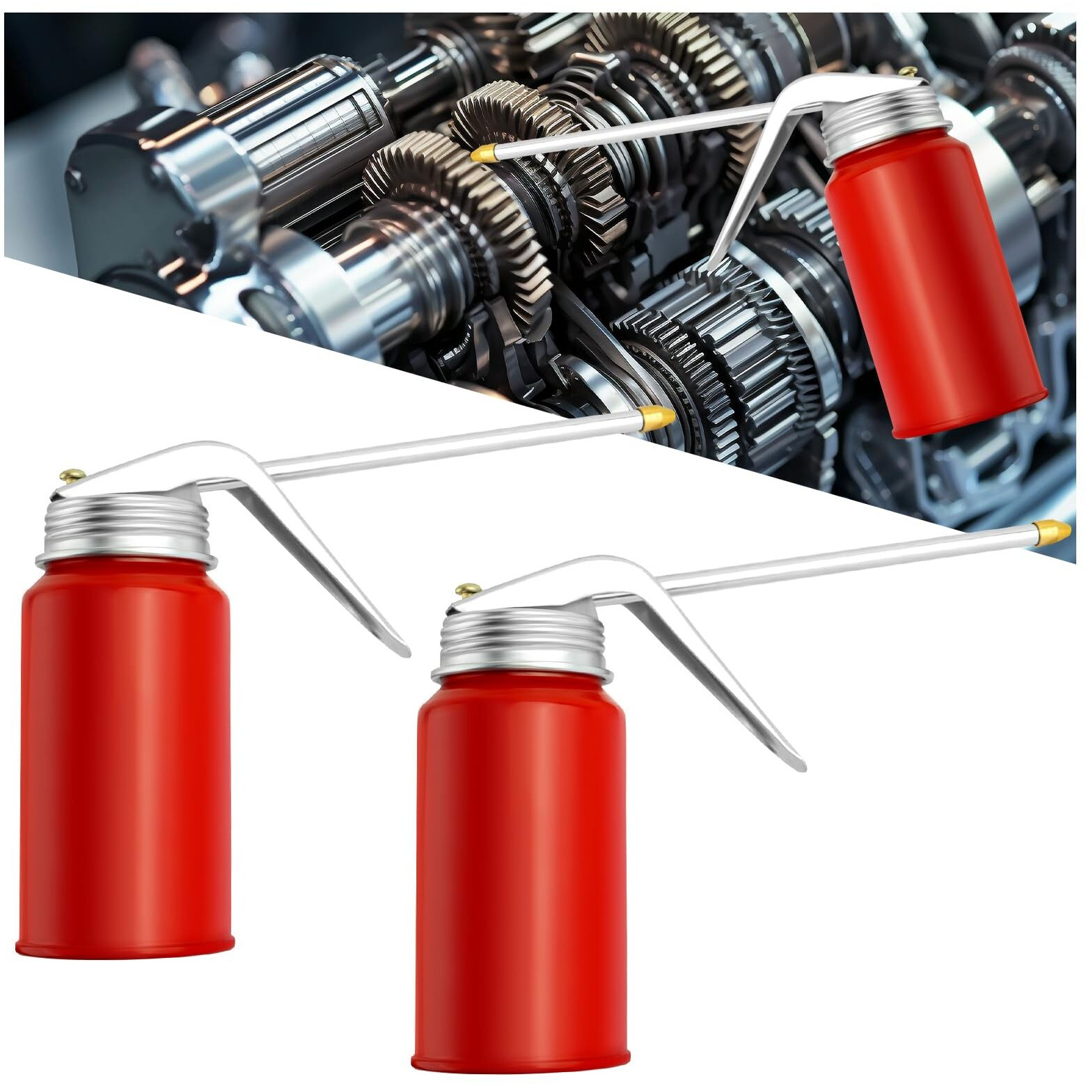 2Pcs Oil Can Pump Oiler,200 Ml Oil Can With Spout For Manual Refueling Metal Motor Oil Dispenser,Universal Car Accessories Oil Squirt Can Fit Most Vehicles Motorcycles