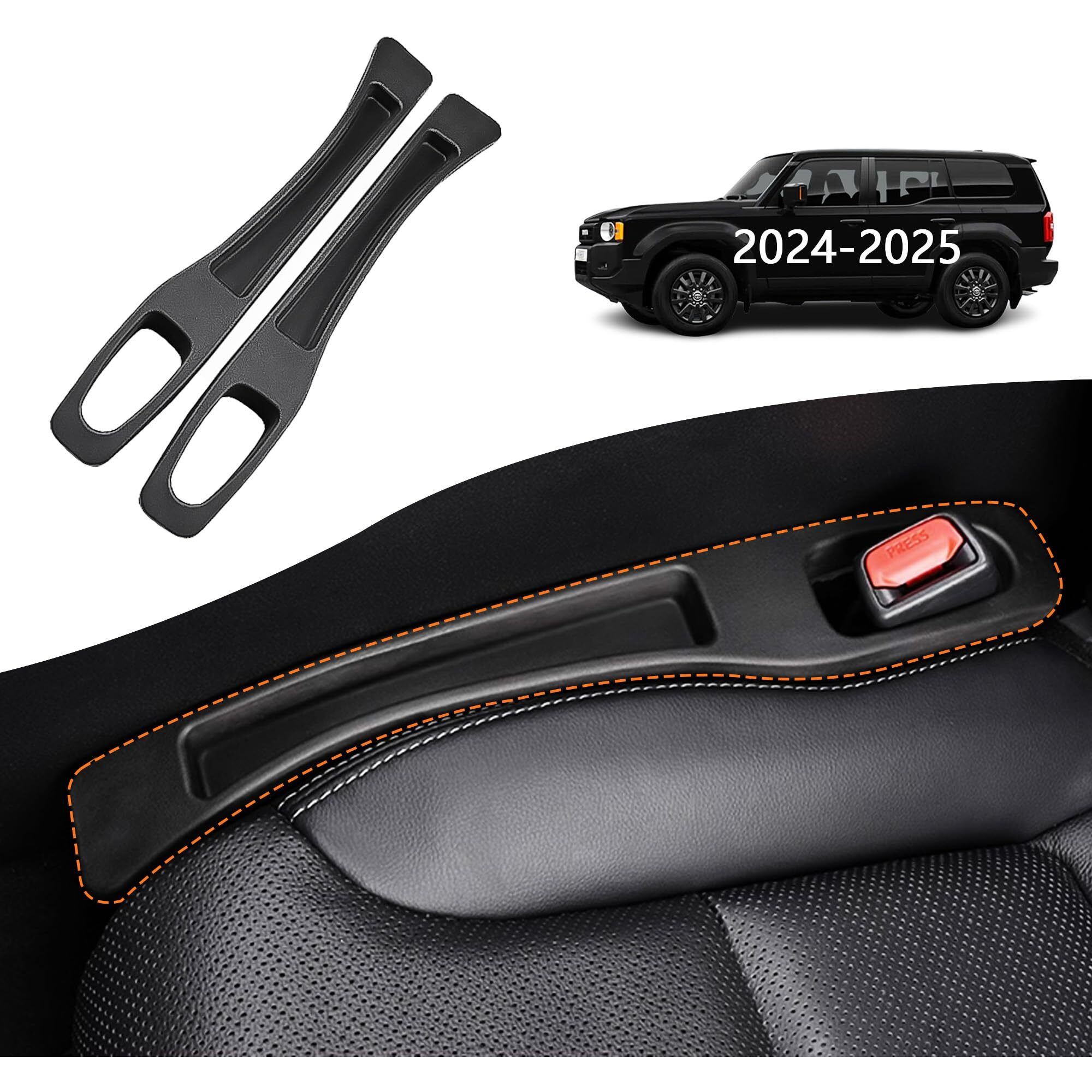 Nakonic 2 Pack Car Seat Gap Filler Organizer Compatible With Toyota Land Cruiser 2024 2025 Accessories,Car Gap Seat Filler Prevents Things Dropping,Seat Gap Filler With Phone Holder(Black)