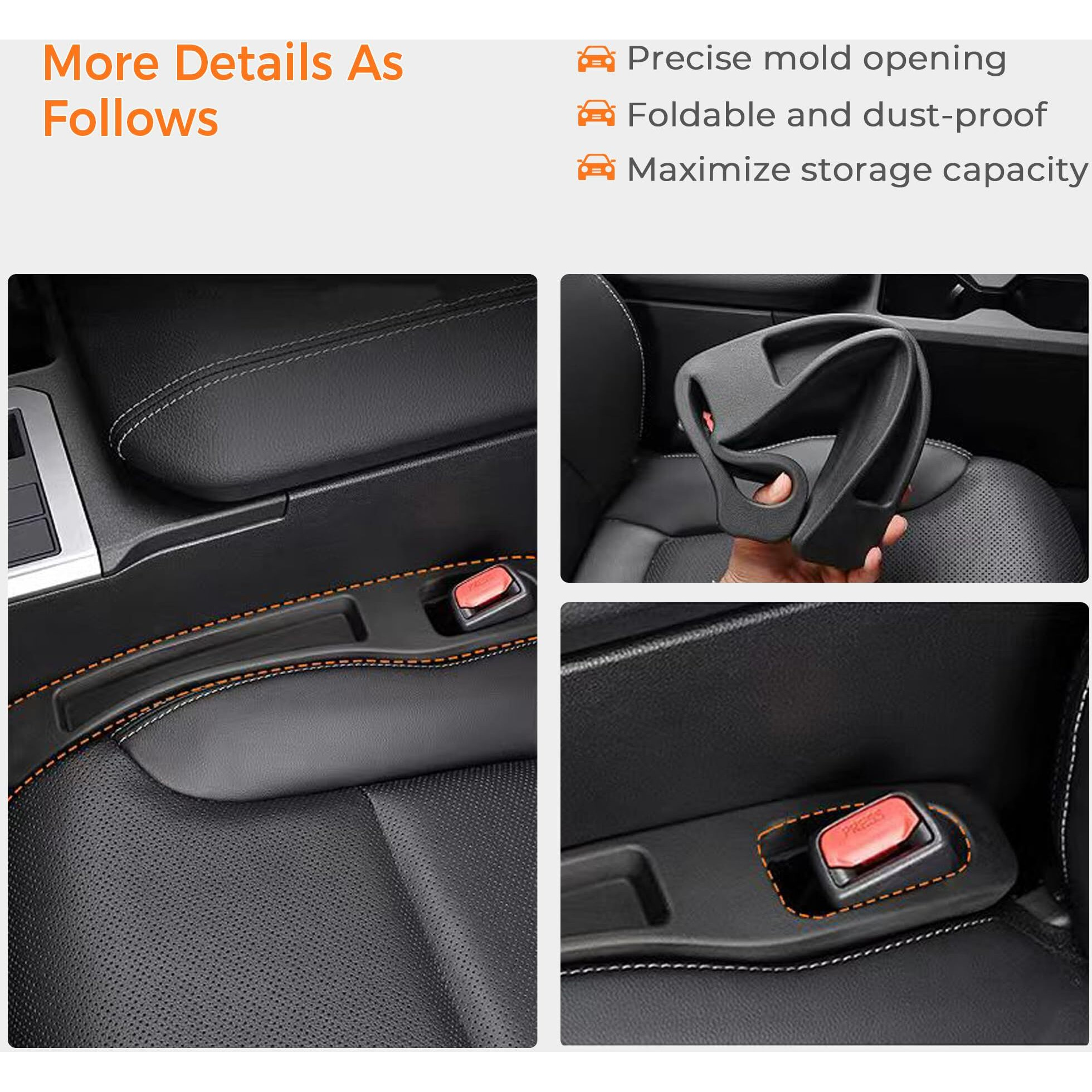 Nakonic 2 Pack Car Seat Gap Filler Organizer Compatible With Toyota Land Cruiser 2024 2025 Accessories,Car Gap Seat Filler Prevents Things Dropping,Seat Gap Filler With Phone Holder(Black)