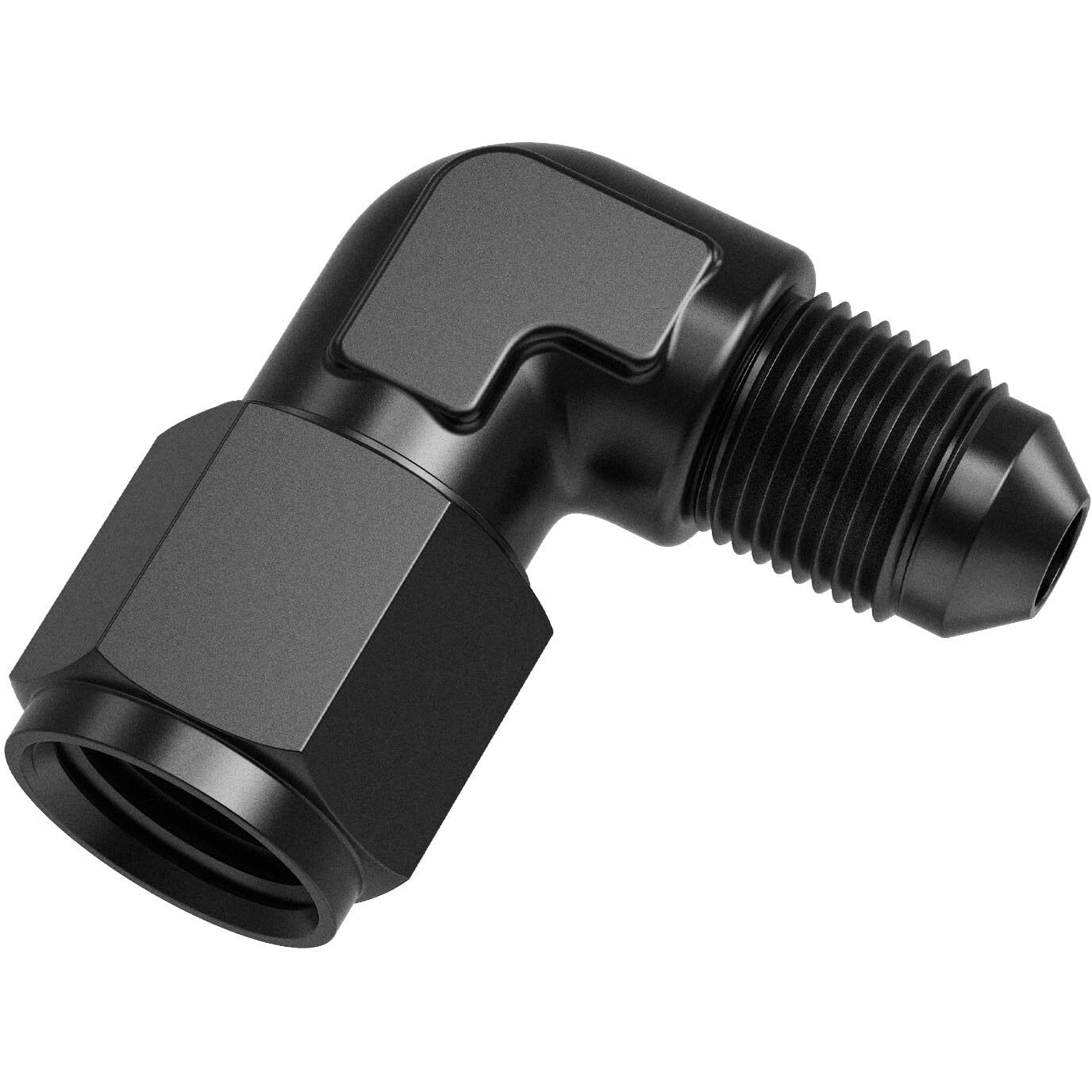 Truckmeter 90 Degree 4An Female To 4An Male Swivel Flare Union Fitting Adapter, Black Hard Aluminum Hex Anodized Connector, Automotive Accessories Suitable For Vehicle Fuel Oil Line Modification