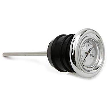 Chrome Shorty Style Oil Tank Dipstick With Oil Temperature Gauge - White Gauge Face - Fits 1979-2003 Harley Sportster Xl, 1984-1999 Softail Fxst & 1986-1999 Softail Flst Replaces Hd Part 62668-87T