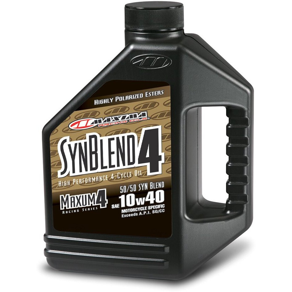 Maxima Racing Oils 349128B-3Pk Syn Blend4 10W40 Synthetic Blend Motorcycle Engine Oil 1G Bottle, 3-Pack