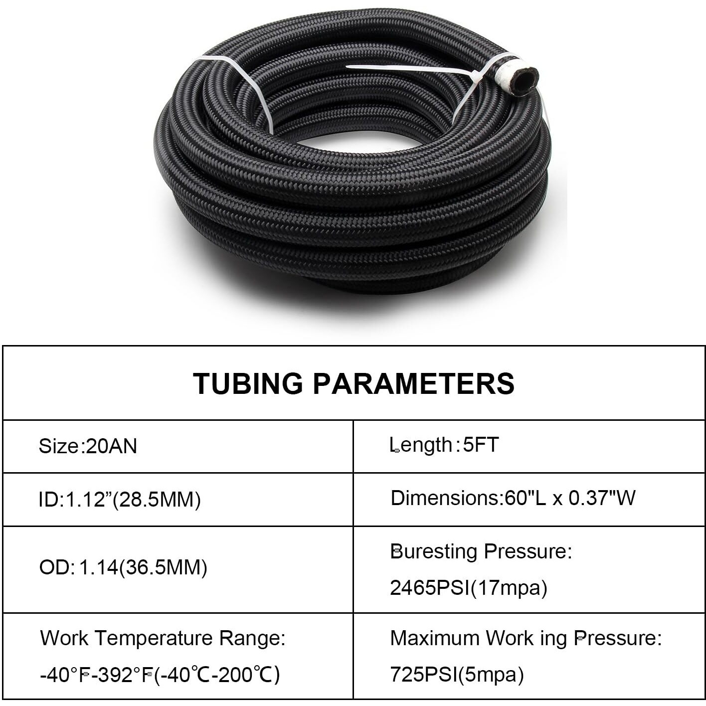 Lotcesfun 20An Fuel Line Hose Braided Nylon Stainless Steel Oil & Gas Cpe Transmission Oil Cooler Line Coolant Hose Fuel Line Pump Gas, Race Gas, Vacuum, Hydraulic Fluid Diesel Hose Line Tube 5Ft