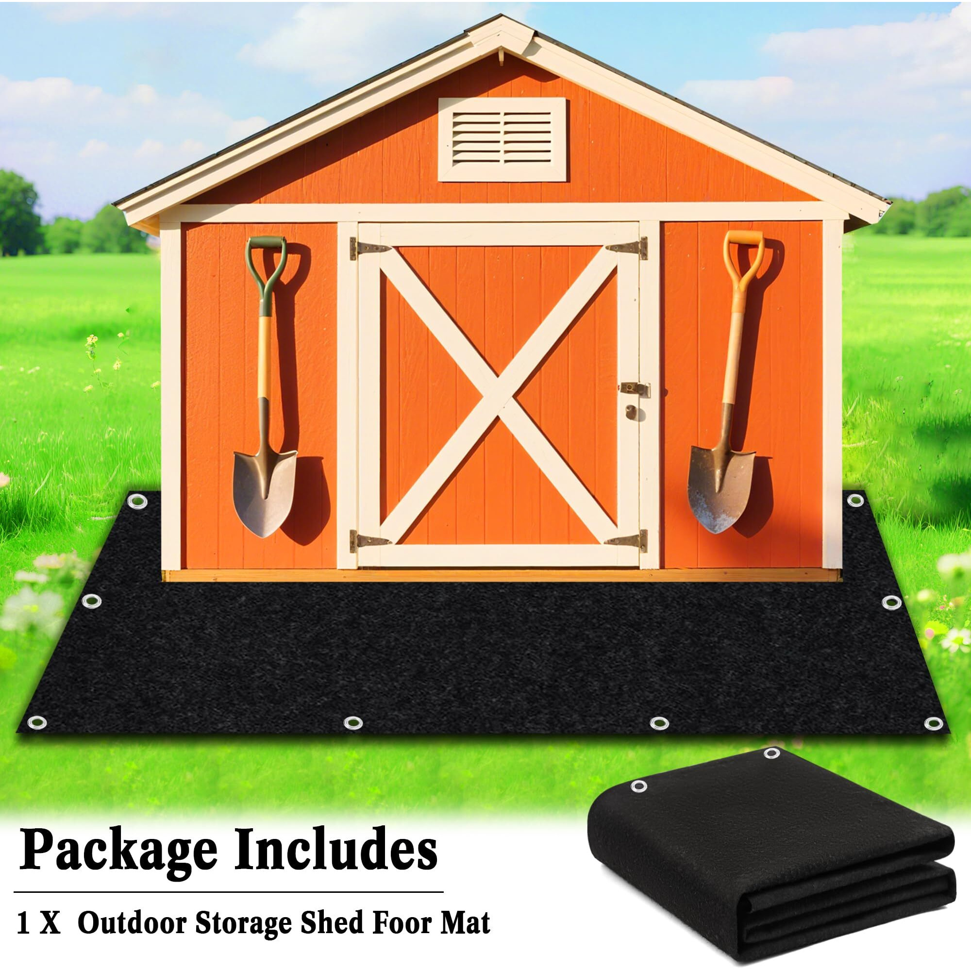 Thickened Outdoor Storage Shed Mat, 2Mm Waterproof Patio Furniture Pad, Carport Dust Proofing Oil Mat With Metal Grommets, Anti-Slip Soft Storage Shed Rug, Storage Shed Not Included (6 X 8.2 Ft)