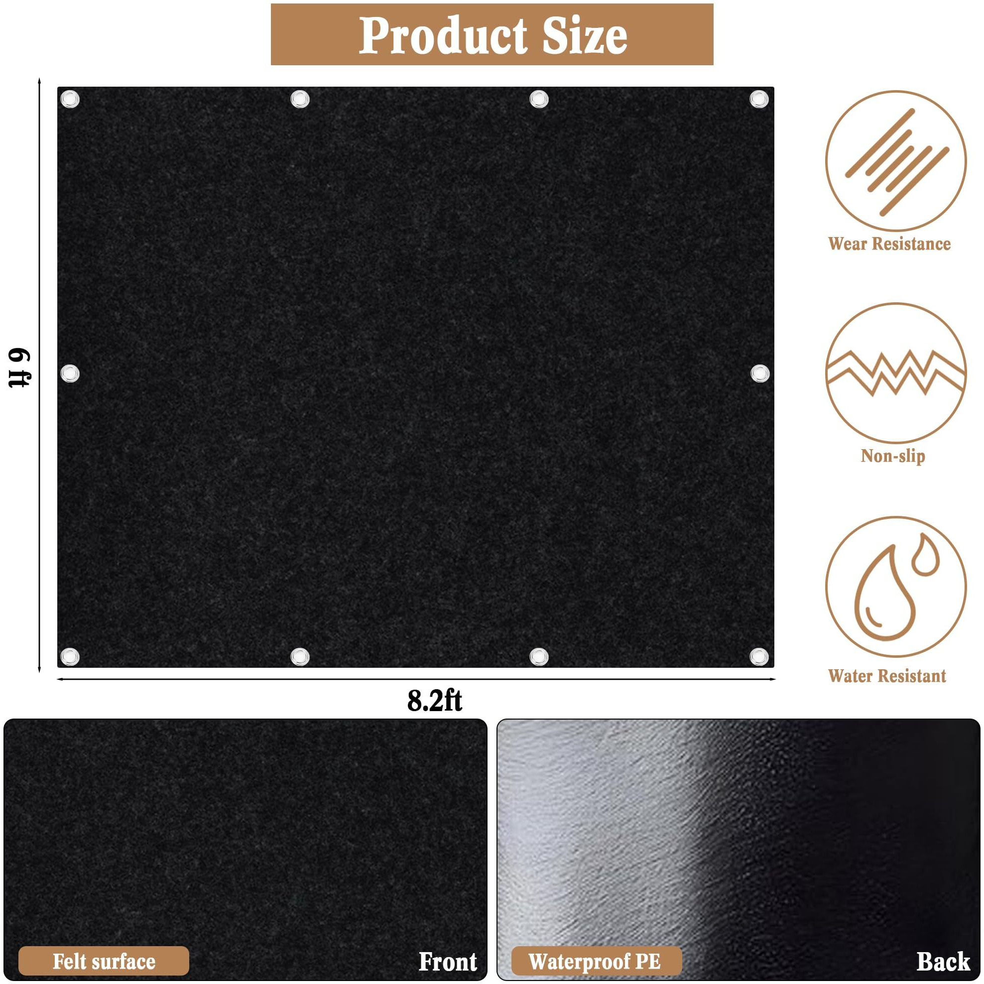 Thickened Outdoor Storage Shed Mat, 2Mm Waterproof Patio Furniture Pad, Carport Dust Proofing Oil Mat With Metal Grommets, Anti-Slip Soft Storage Shed Rug, Storage Shed Not Included (6 X 8.2 Ft)