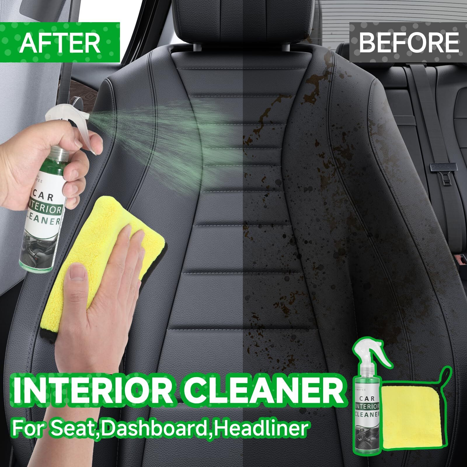 Vinbyee 11Pcs Car Interior Cleaning Kit | Car Seat Cleaner, Oil Film Cleaning, Tire Shine Spray, Screen Cleaner, Tire Stone Cleaning | Car Care Kit For Cars, Truck, Suv, Rv | Car Detailing Kit