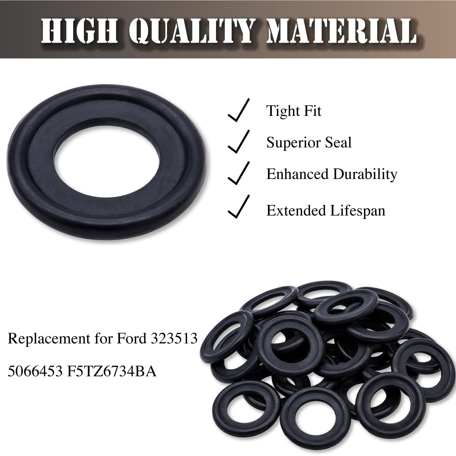 Meajoo 25Pcs M14 Oil Drain Plug Gasket Rubber Crush Washer Seals 097-139, F0Rd-5066453, F5Tz-6734-Ba Engine Oil Pan Drain Plug Seal For Ford Focus