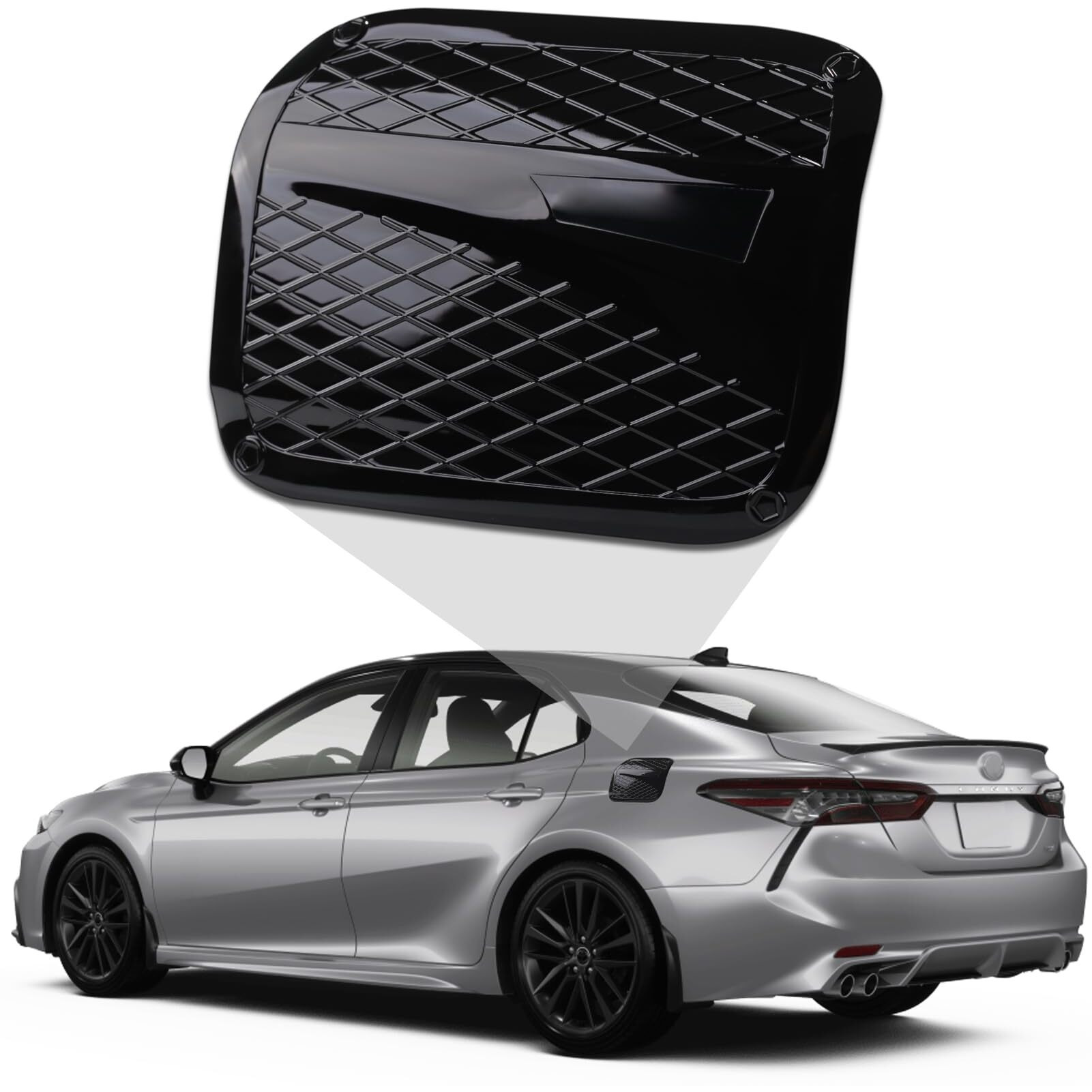 Spotrim Compatible With Toyota Camry Gas Tank Door Cover Gasoline Fuel Petrol Oil Filler Caps Decoration For Camry 2024 2023 2022 2021 2020 2019 2018 -Piano Black